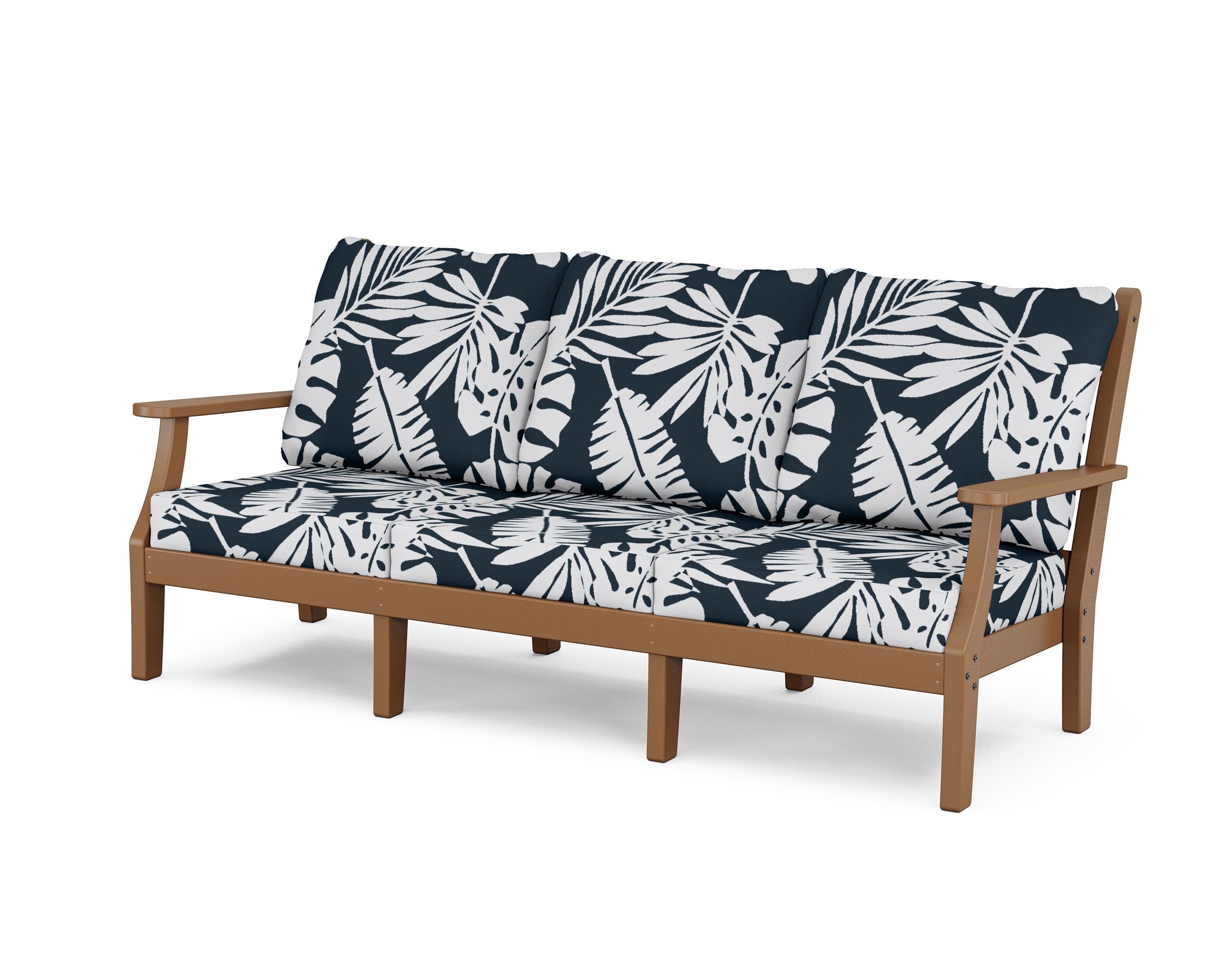 Country Living Wovendale Deep Seating Sofa in Teak / Leaf Marine Indigo