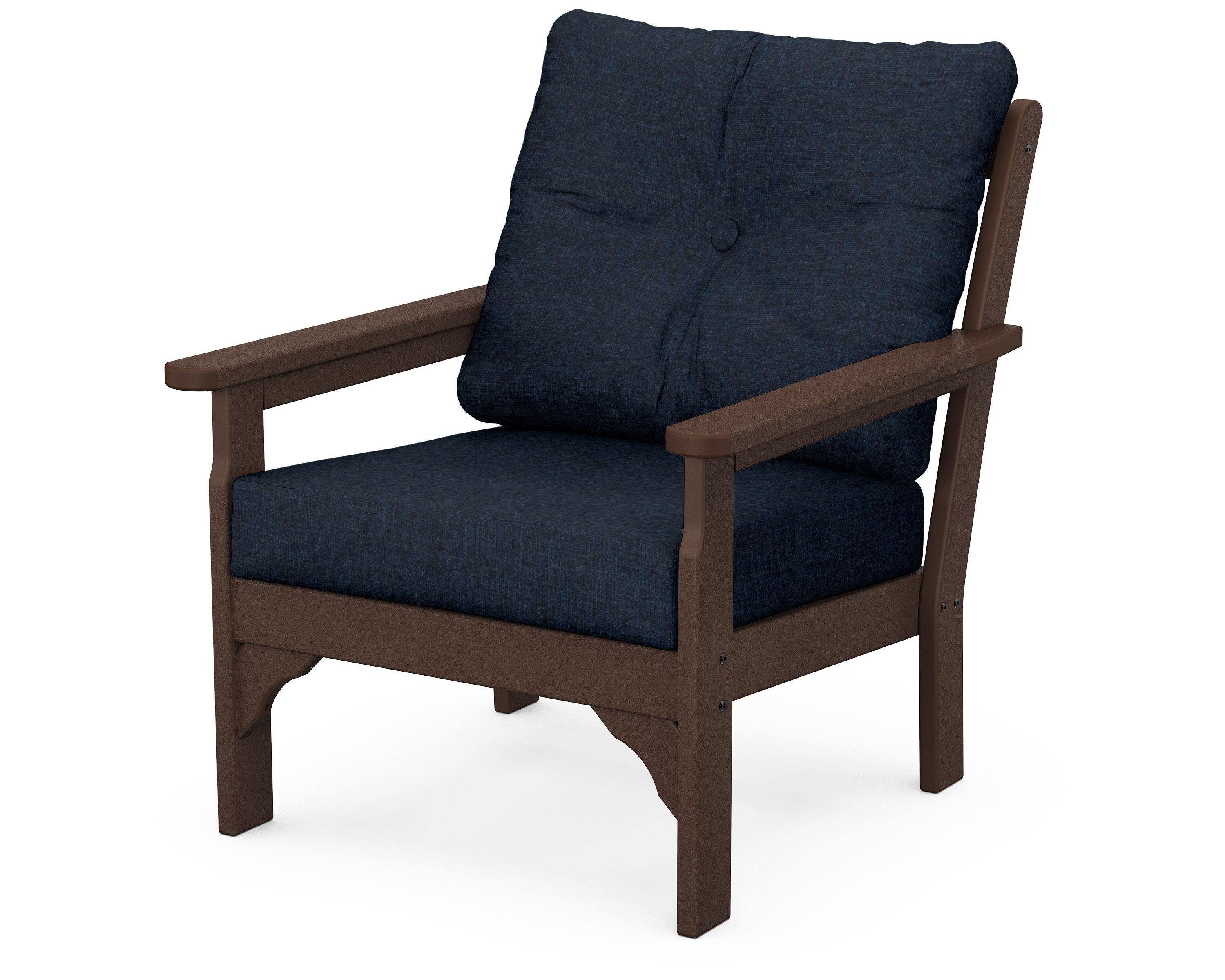 POLYWOOD® Vineyard Deep Seating Chair in Mahogany / Marine Indigo