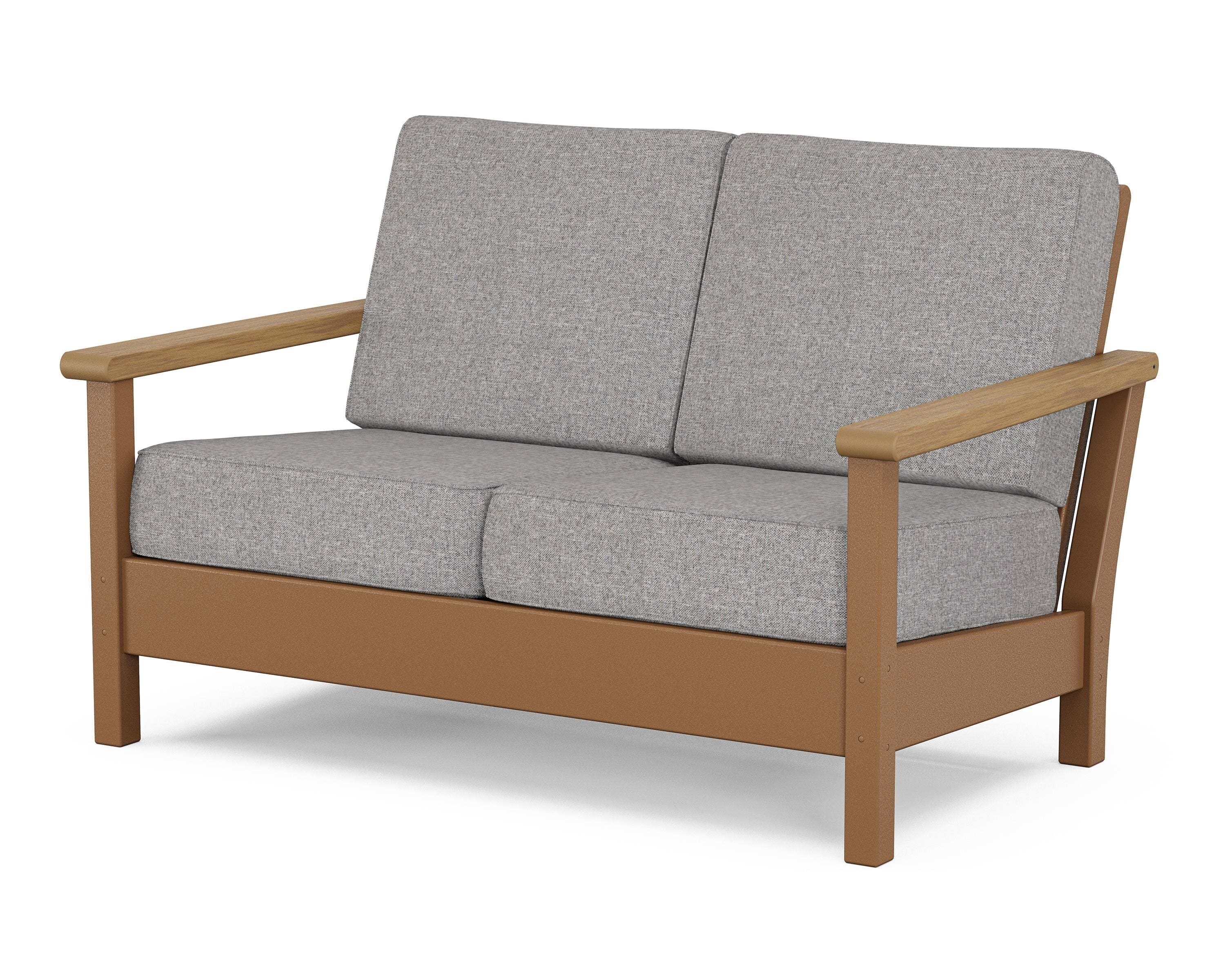 POLYWOOD® Harbour Deep Seating Loveseat in Teak / Natural / Grey Mist