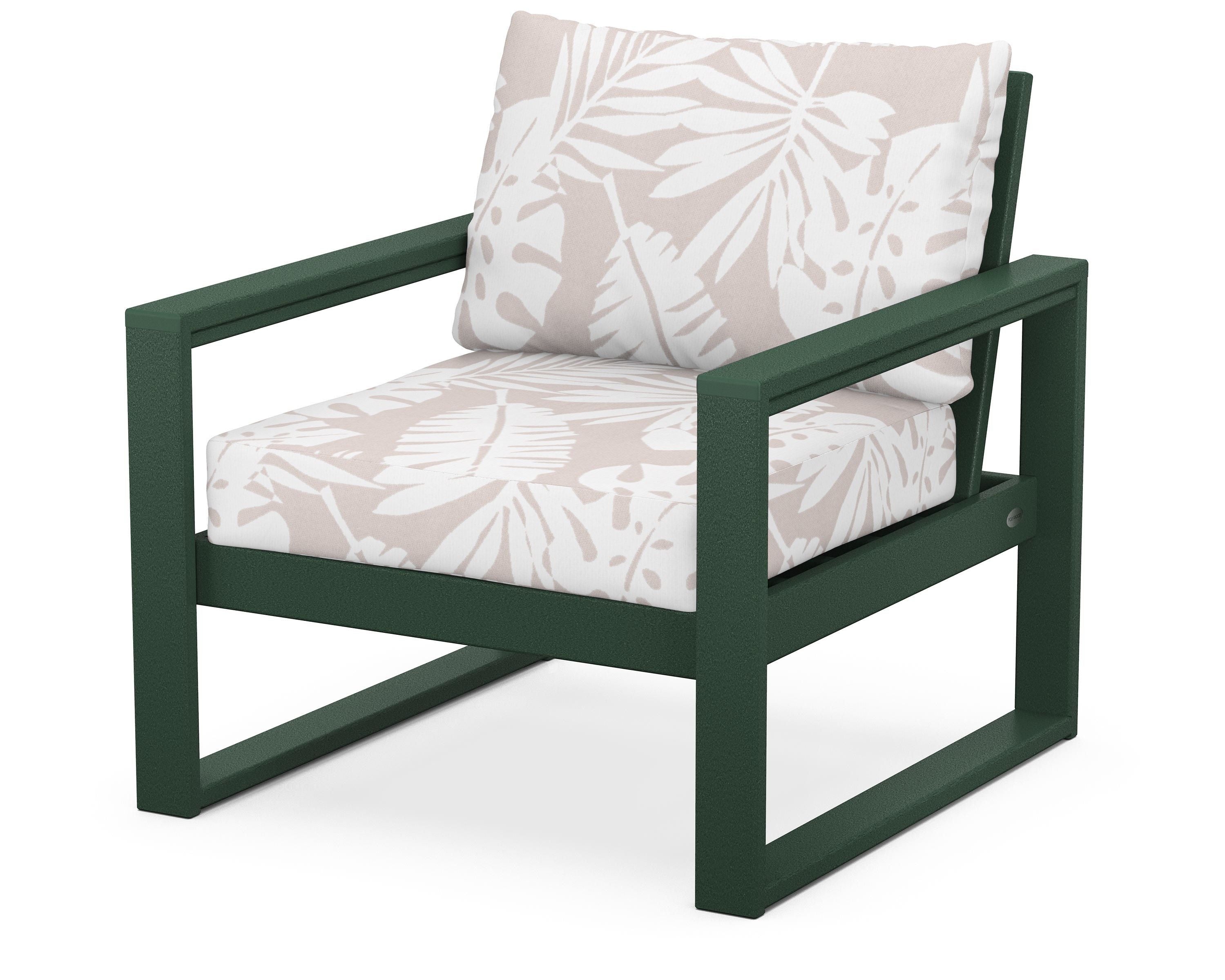 POLYWOOD® EDGE Club Chair in Green / Leaf Dune Burlap