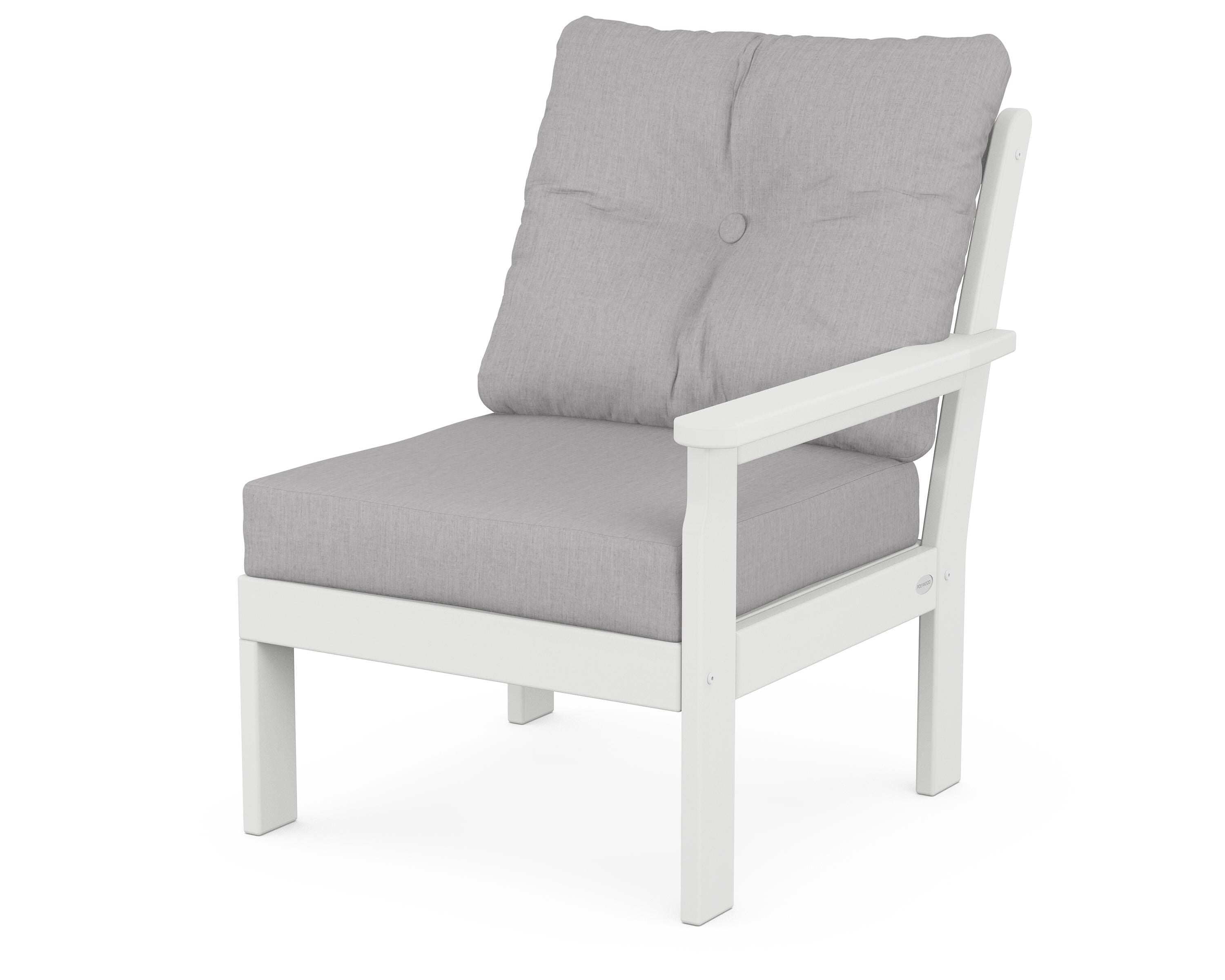 POLYWOOD® Vineyard Modular Right Arm Chair in White / Granite