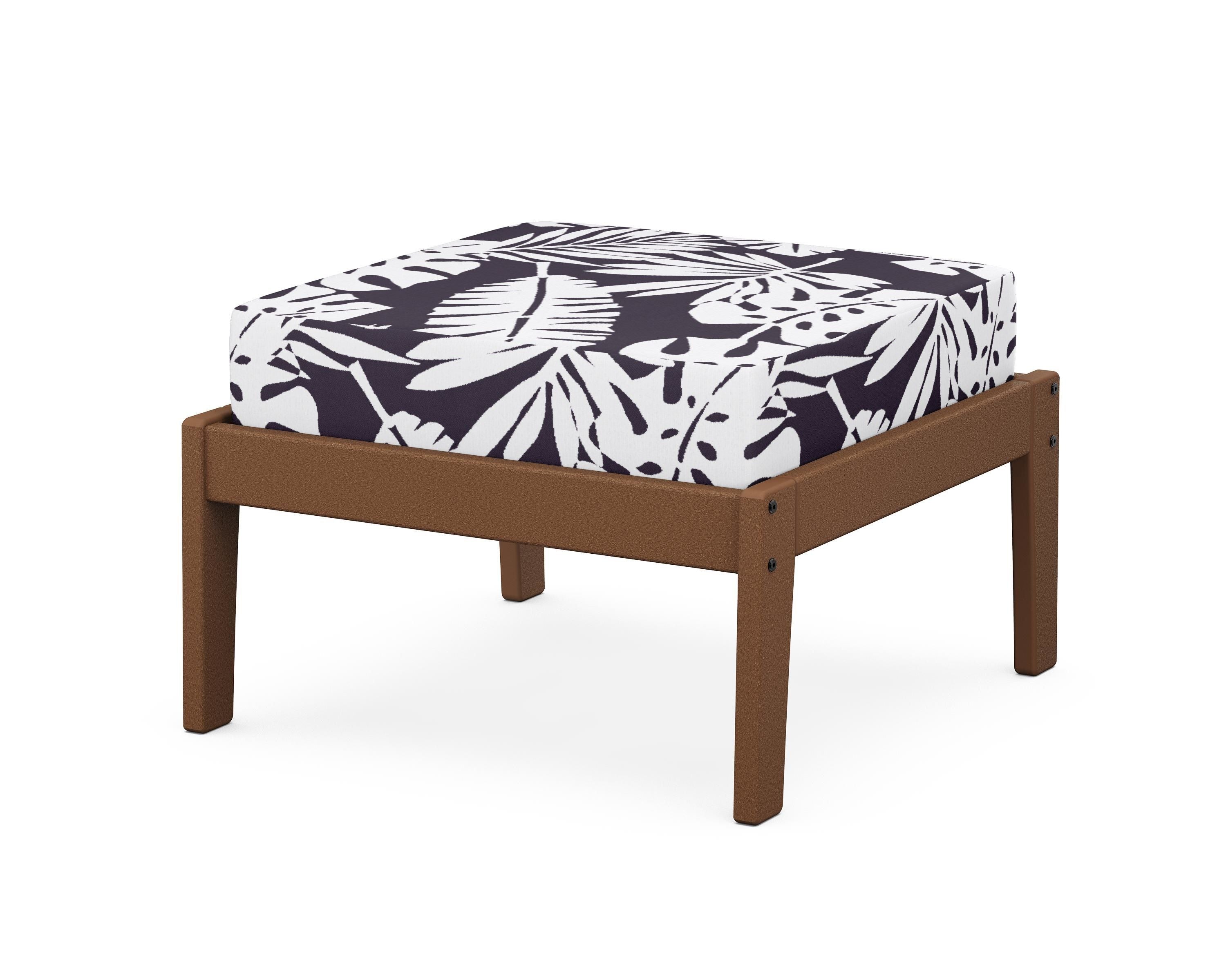 Unbranded Deep Seating Ottoman in Teak / Leaf Navy