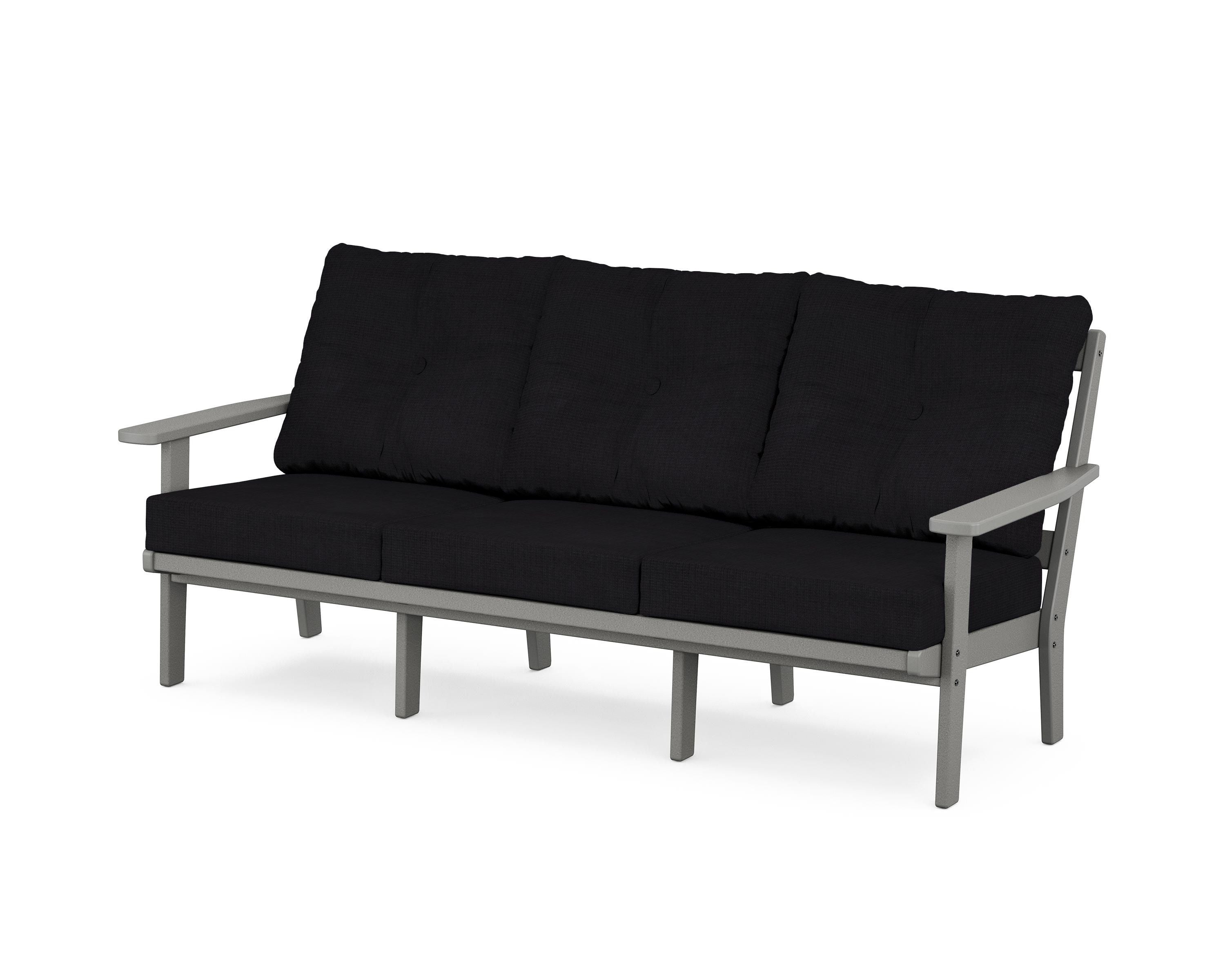 POLYWOOD® Prairie Deep Seating Sofa in Slate Grey / Midnight Linen