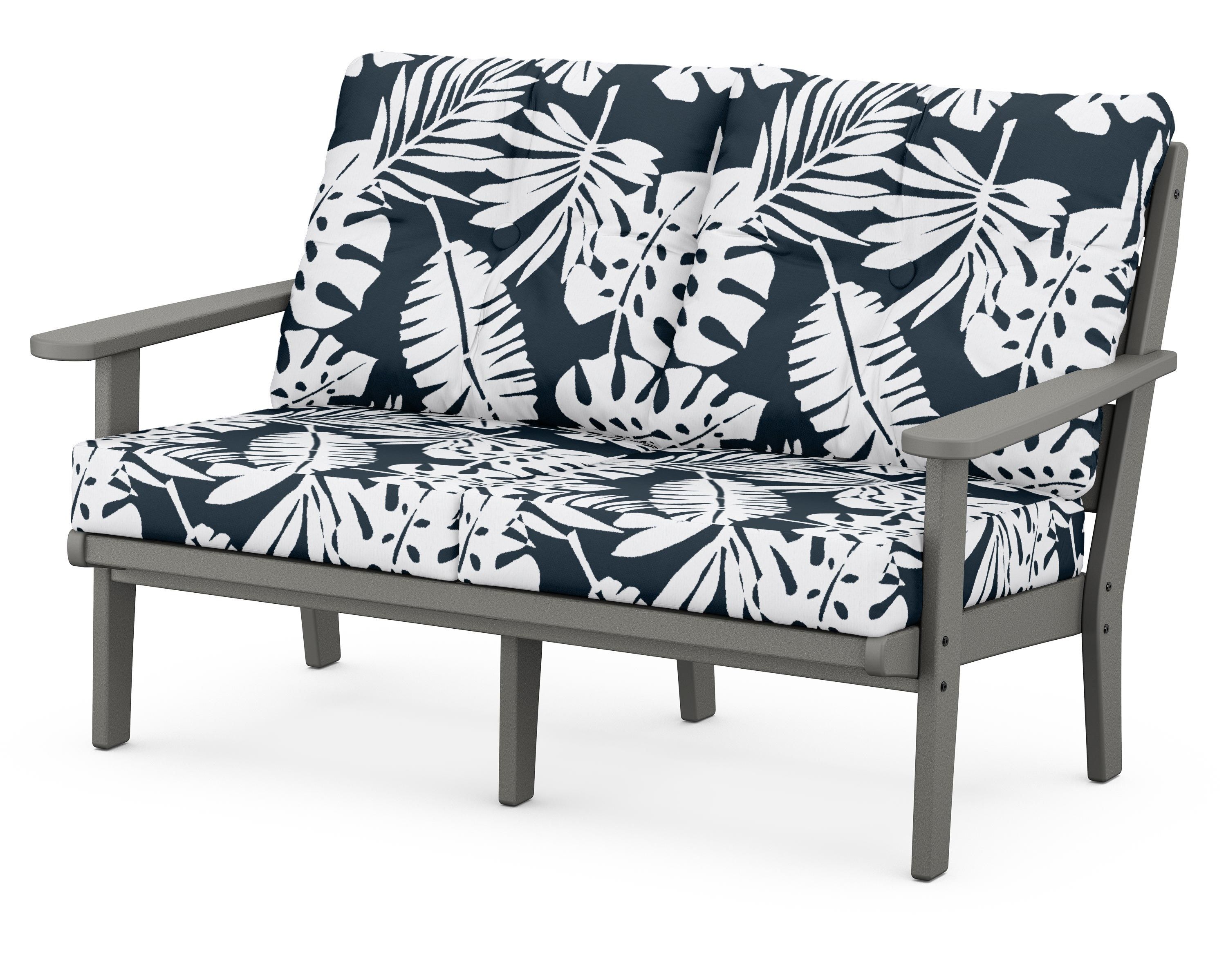 POLYWOOD® Lakeside Deep Seating Loveseat in Slate Grey / Leaf Marine Indigo
