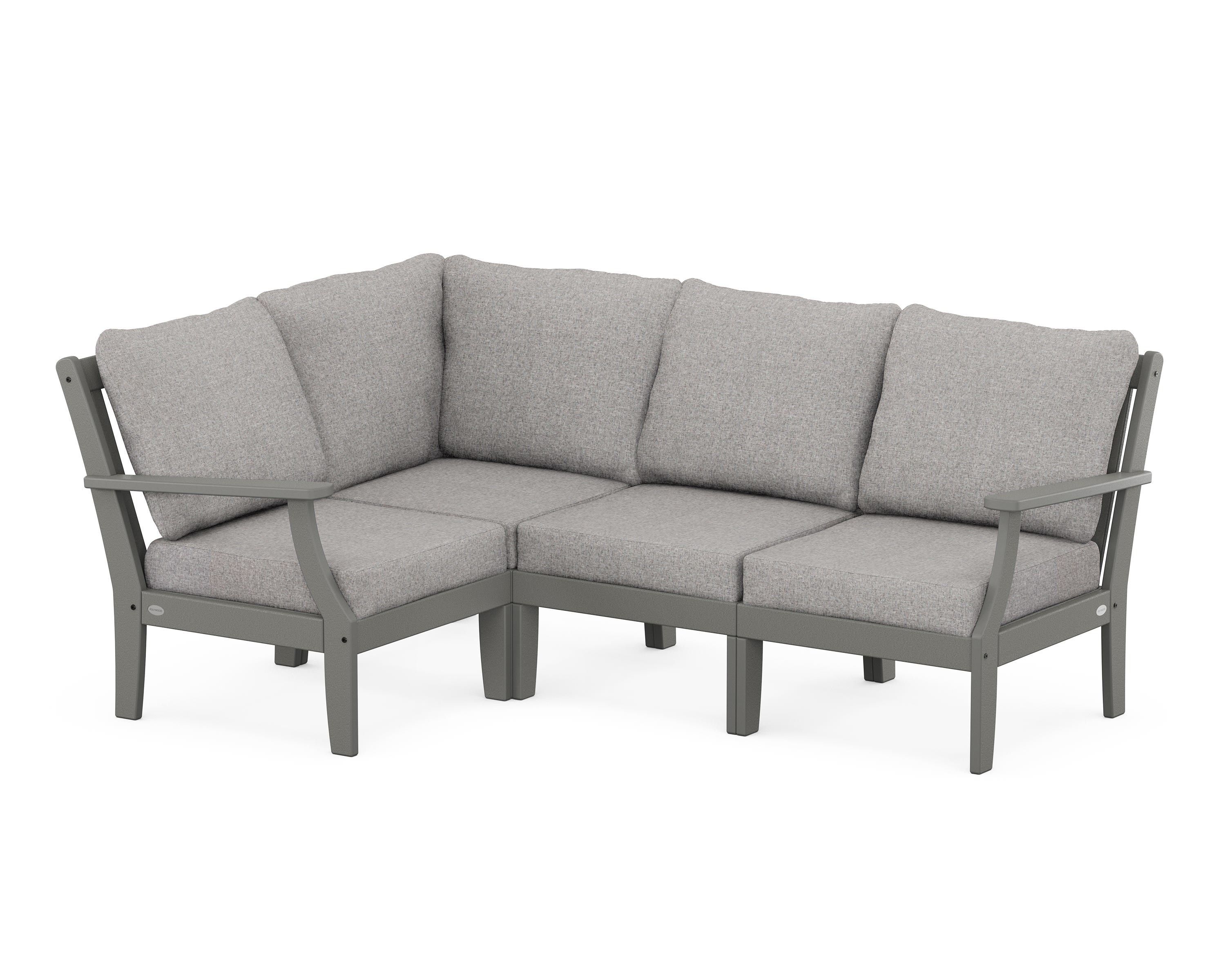 POLYWOOD® Braxton Modular 4-Piece Deep Seating Set in Slate Grey / Grey Mist