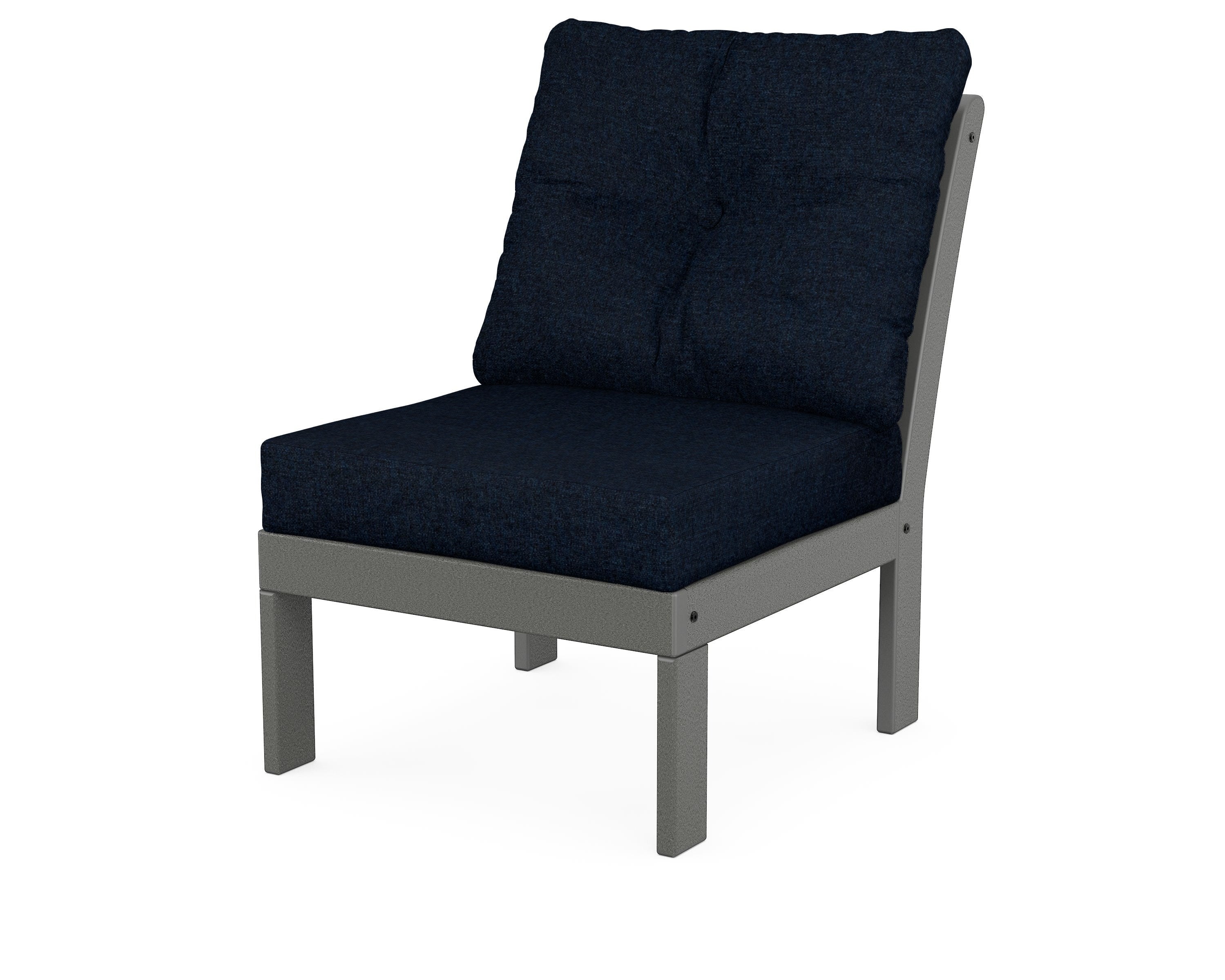 POLYWOOD® Vineyard Modular Armless Chair in Slate Grey / Marine Indigo