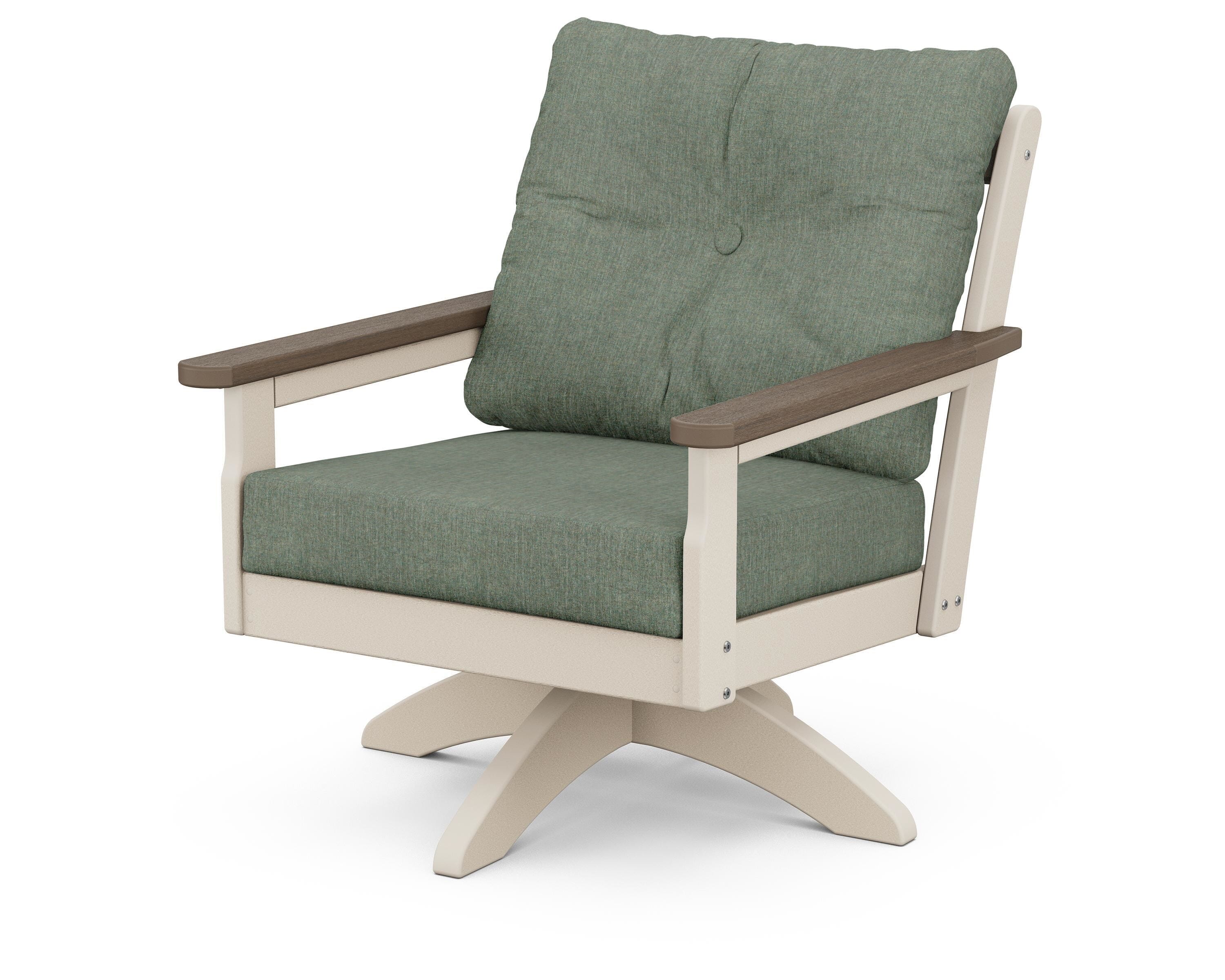 POLYWOOD® Vineyard Deep Seating Swivel Chair in Sand / Kona / Cast Sage