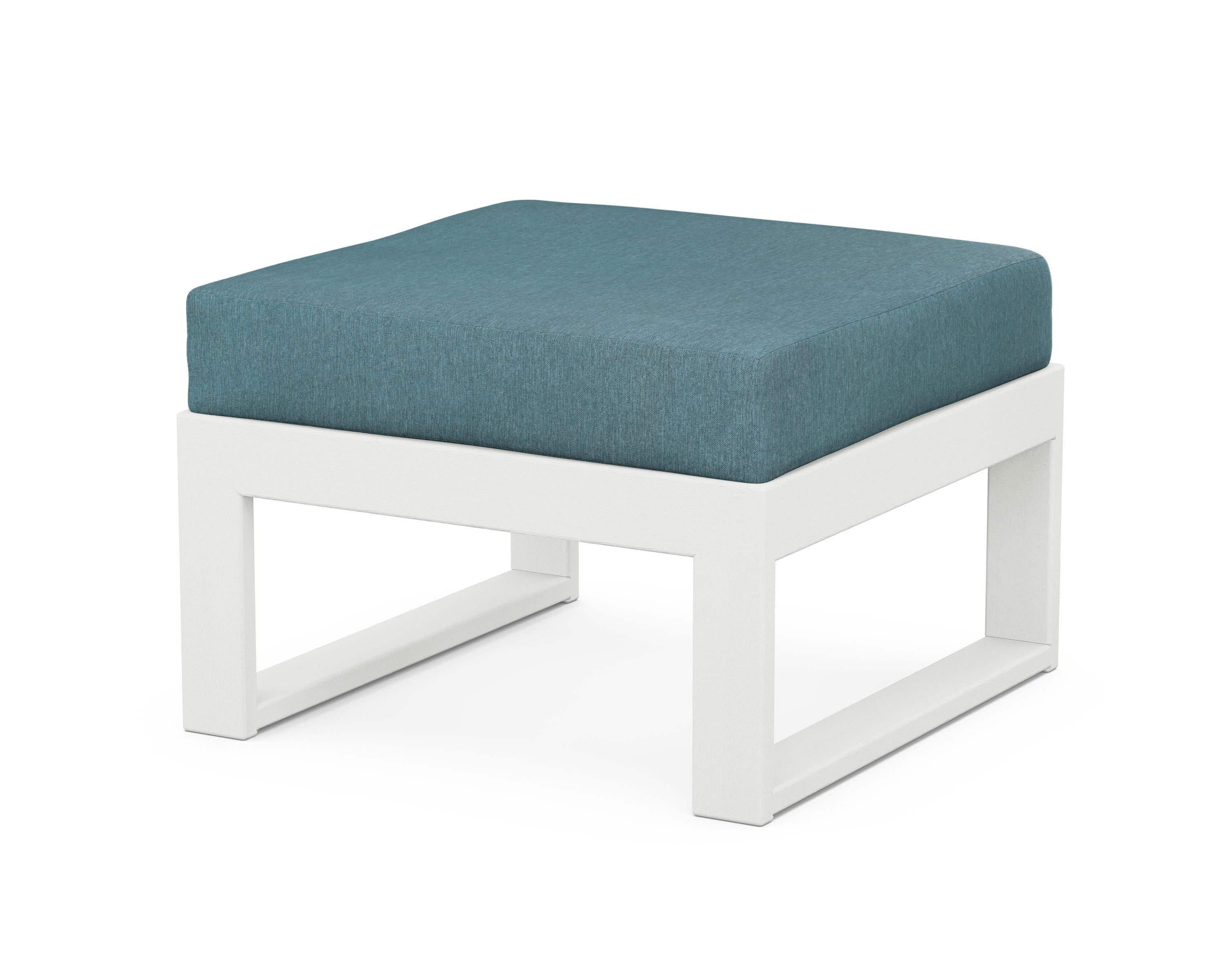 Unbranded Modular Ottoman - Modern in Vintage White / Ocean Teal