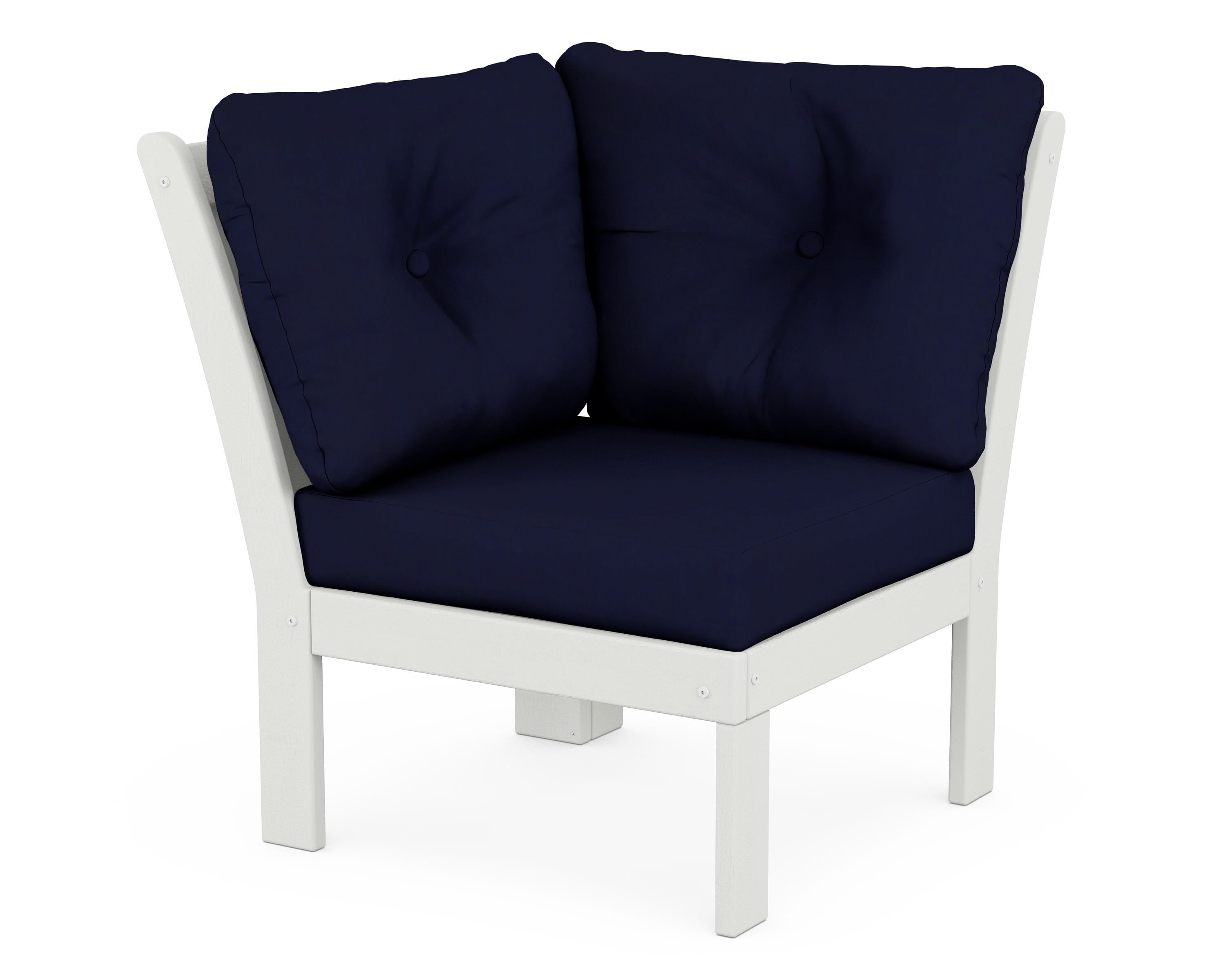 POLYWOOD® Vineyard Modular Corner Chair in Vintage White / Navy