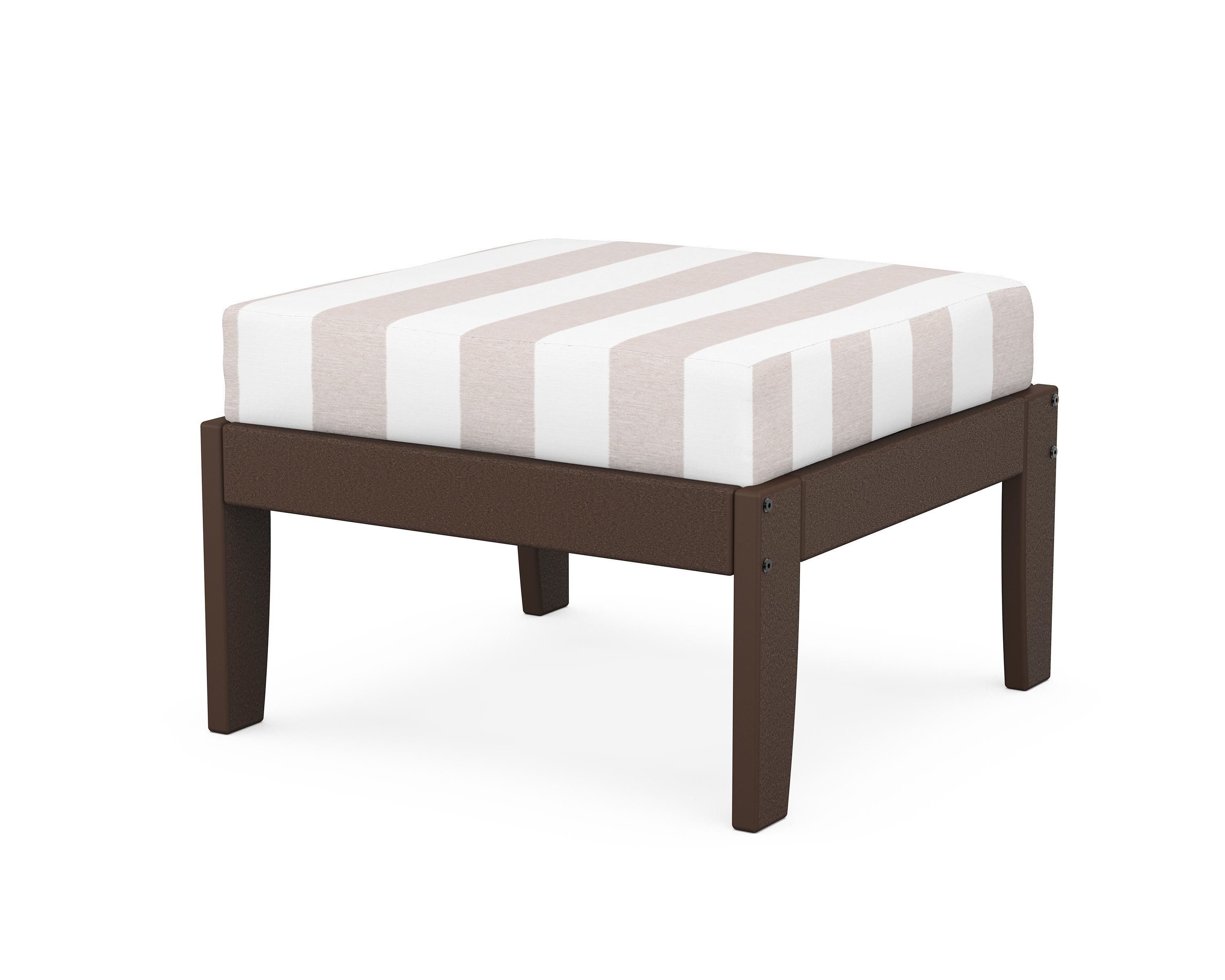 Unbranded Modular Ottoman - Classic in Mahogany / Cabana Stripe Dune Burlap