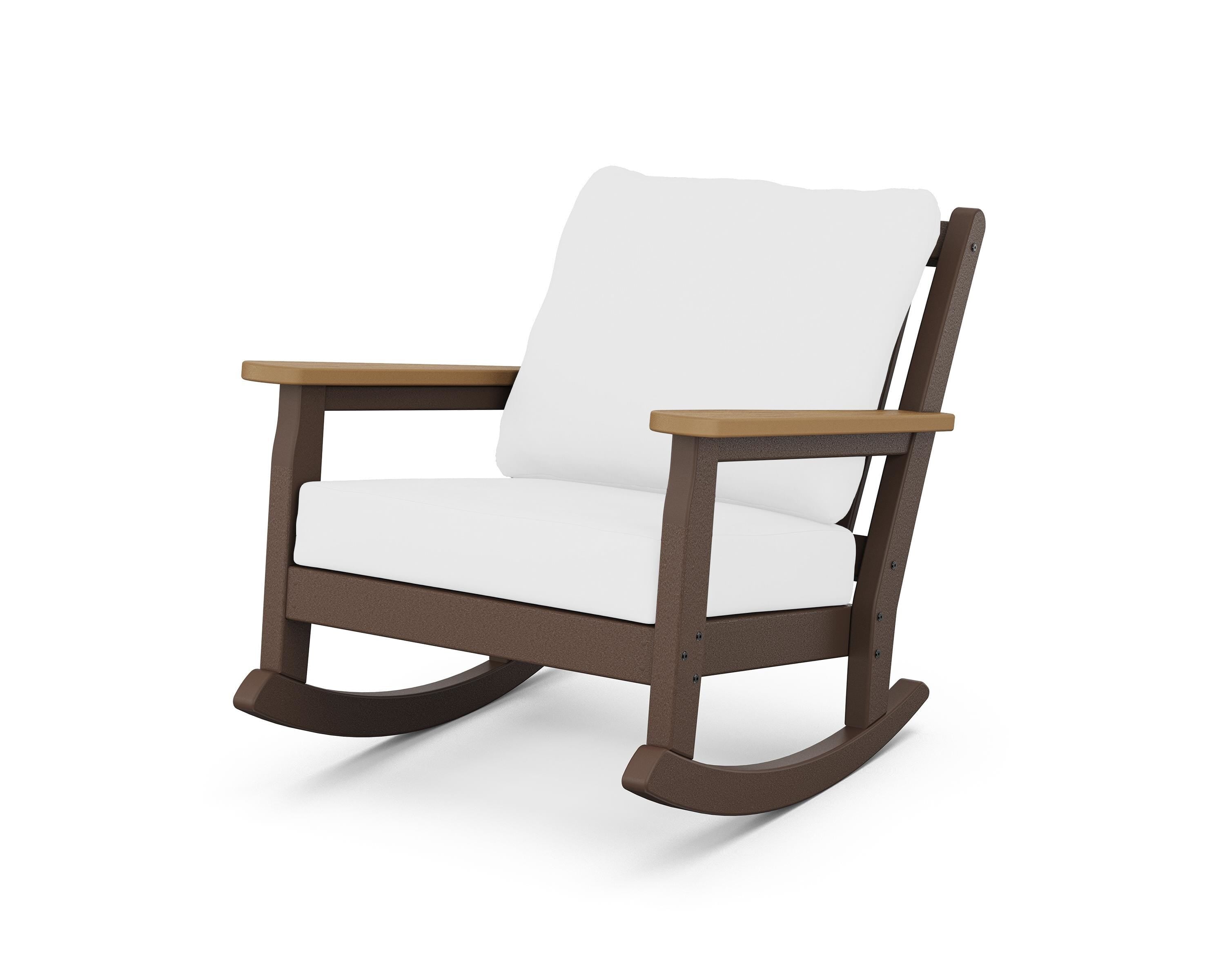 POLYWOOD® Chippendale Deep Seating Rocking Chair in Mahogany / Natural / Natural