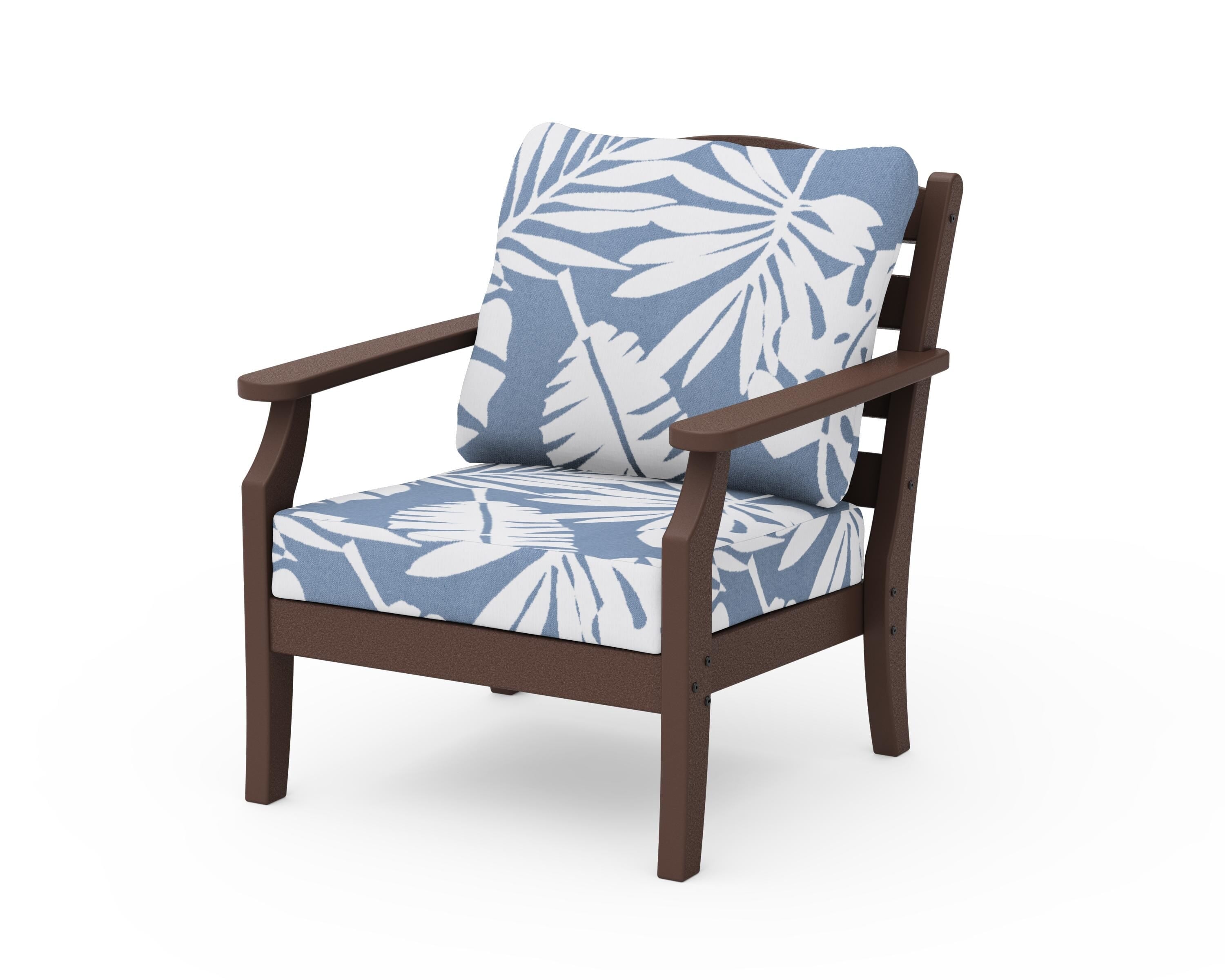 Draper James™ by POLYWOOD® Savannah Deep Seating Chair in Mahogany / Leaf Sky Blue