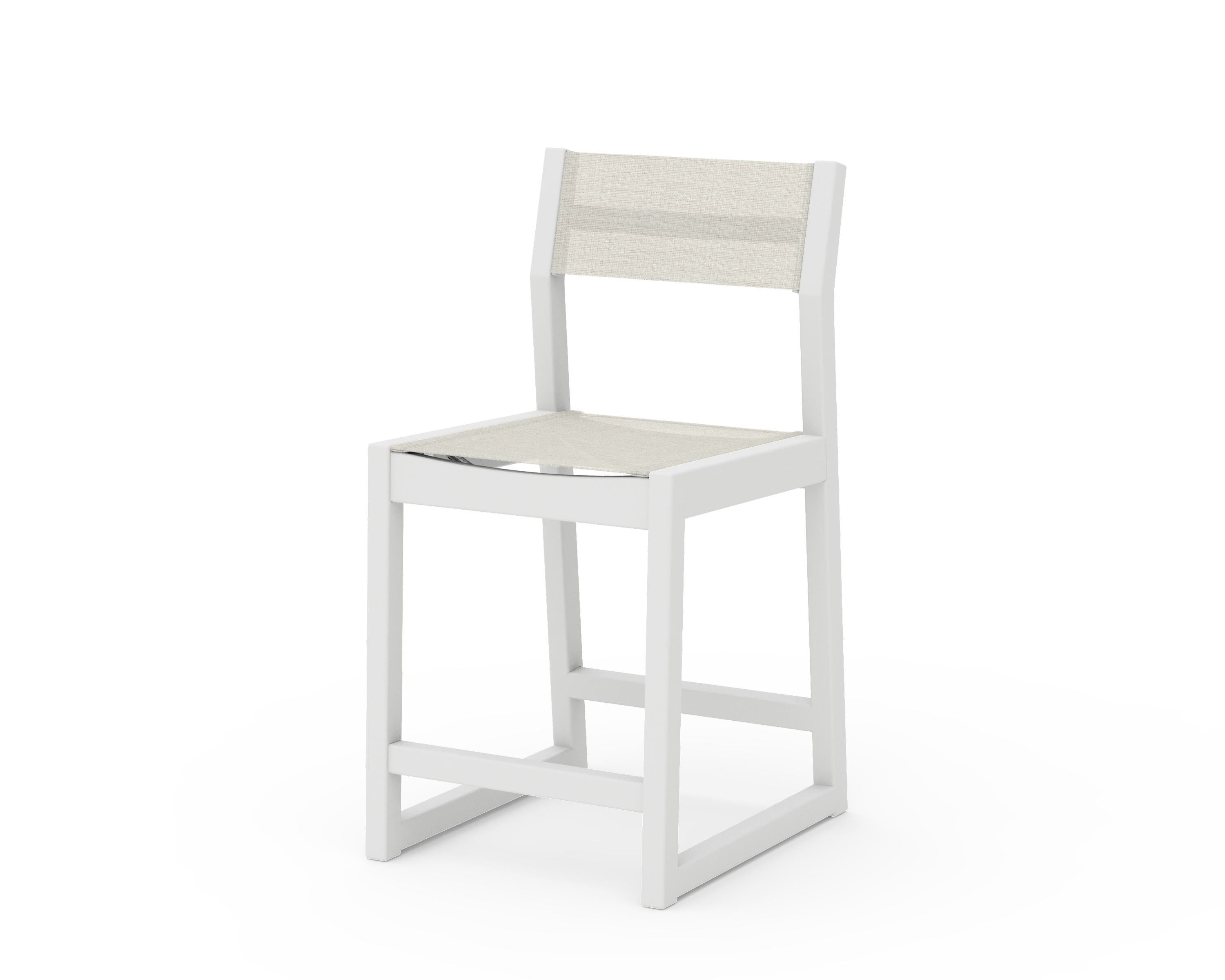 POLYWOOD® EDGE Sling Counter Side Chair in White / Parchment Sling