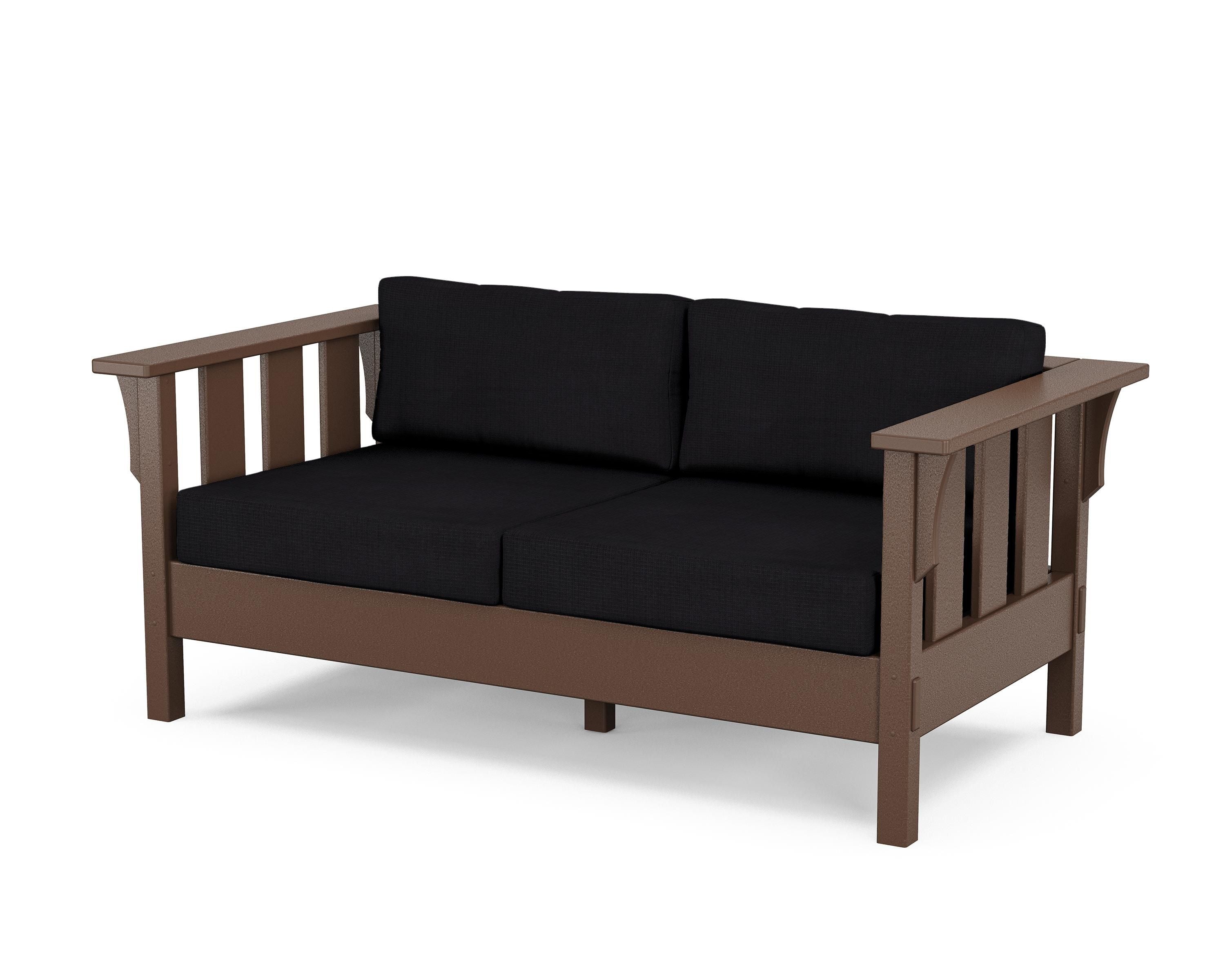 Martha Stewart by POLYWOOD® Acadia Deep Seating Loveseat in Mahogany / Midnight Linen