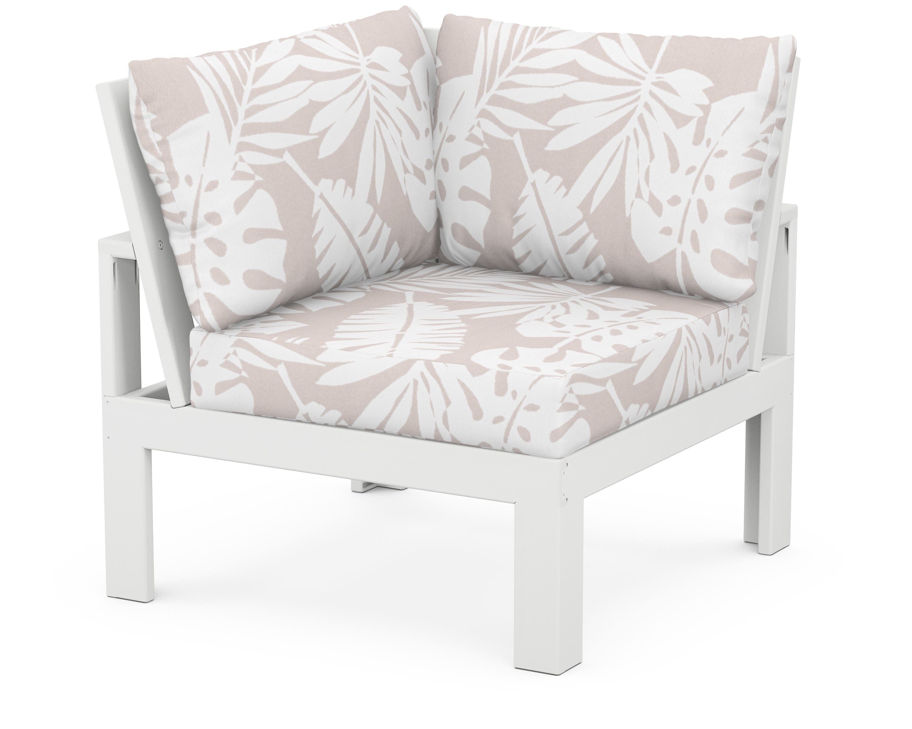 Unbranded Modular Corner Chair in White / Leaf Dune Burlap