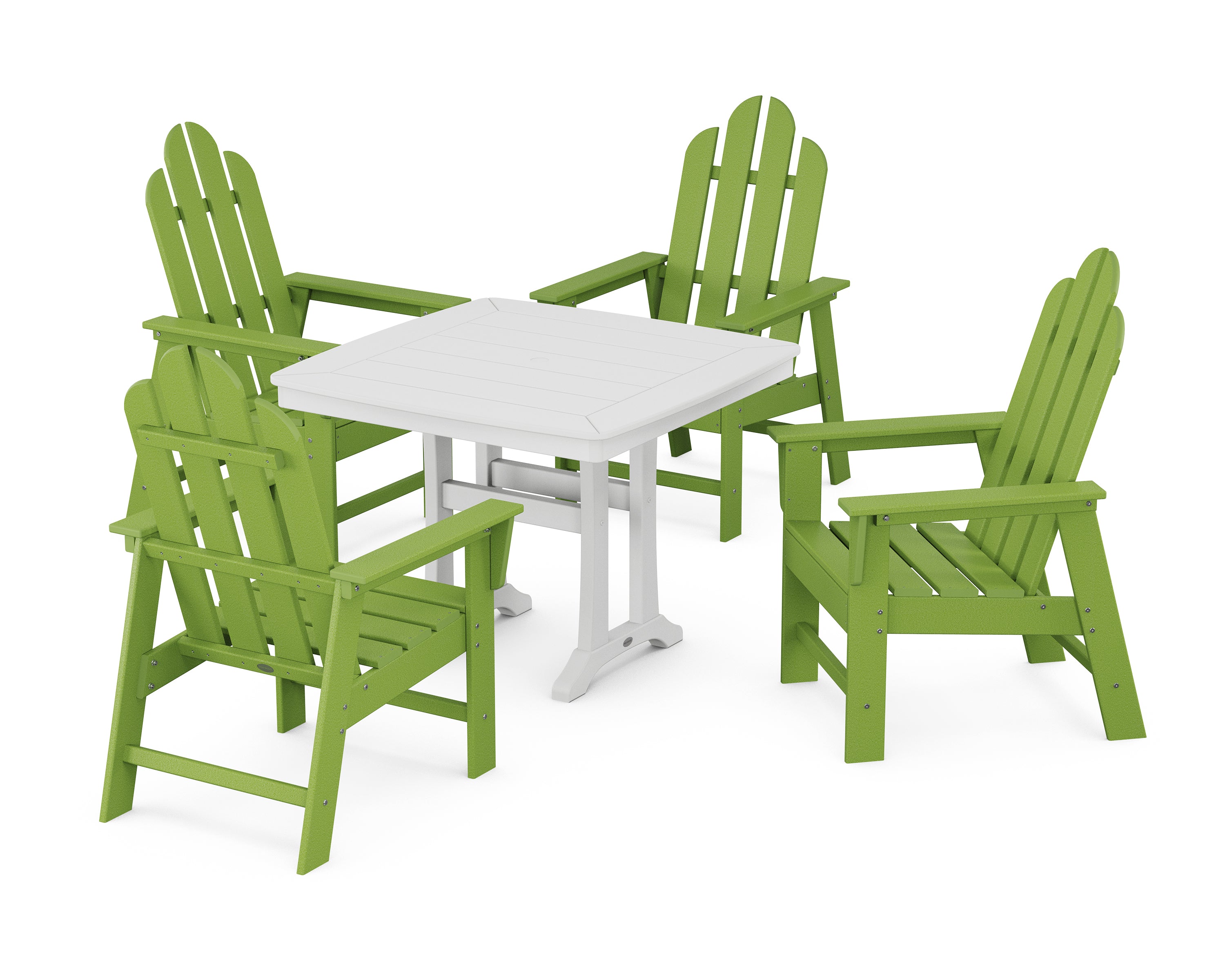 POLYWOOD® Long Island 5-Piece Dining Set with Trestle Legs in Lime / White