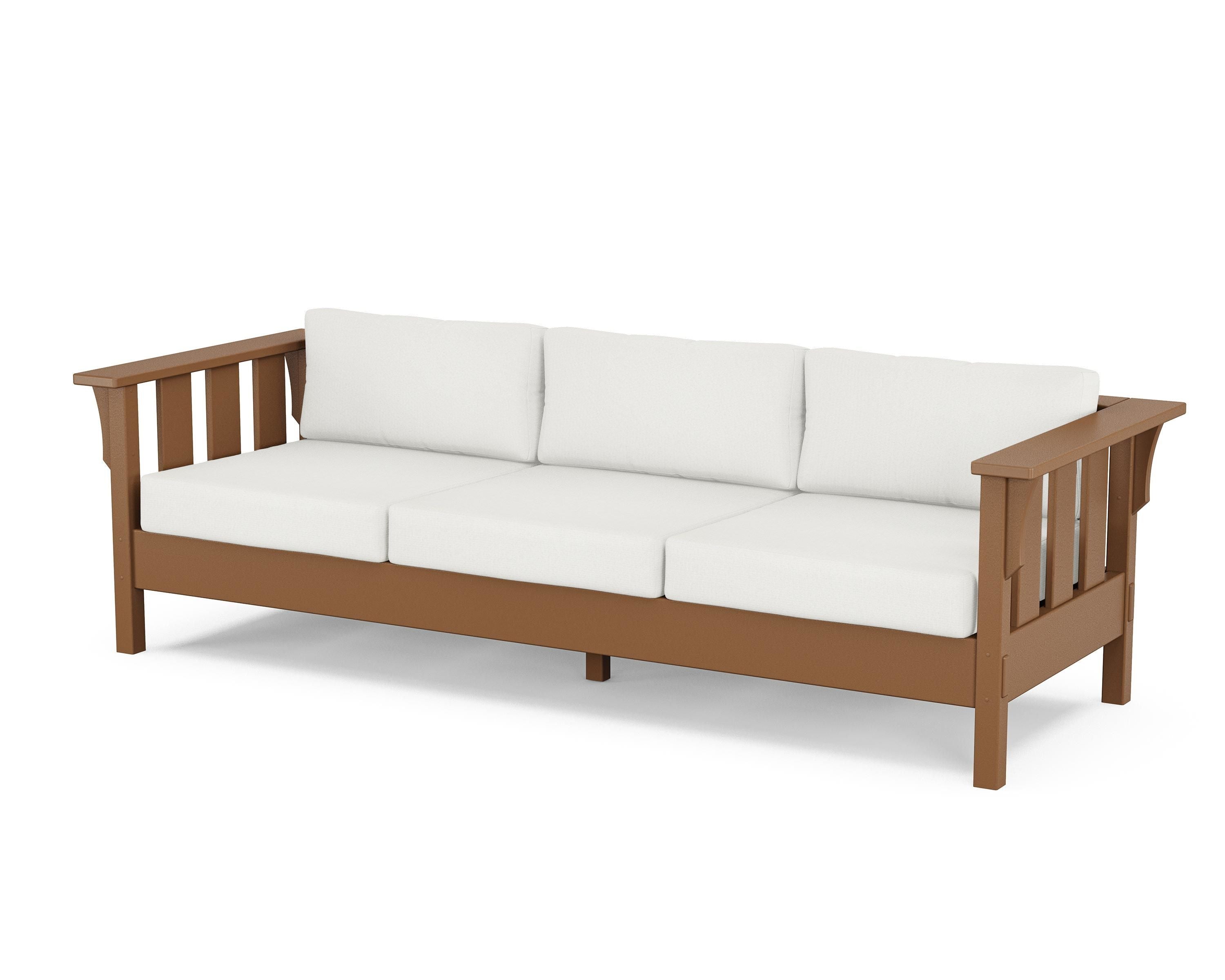 Martha Stewart by POLYWOOD® Acadia Deep Seating Sofa in Teak / Natural Linen