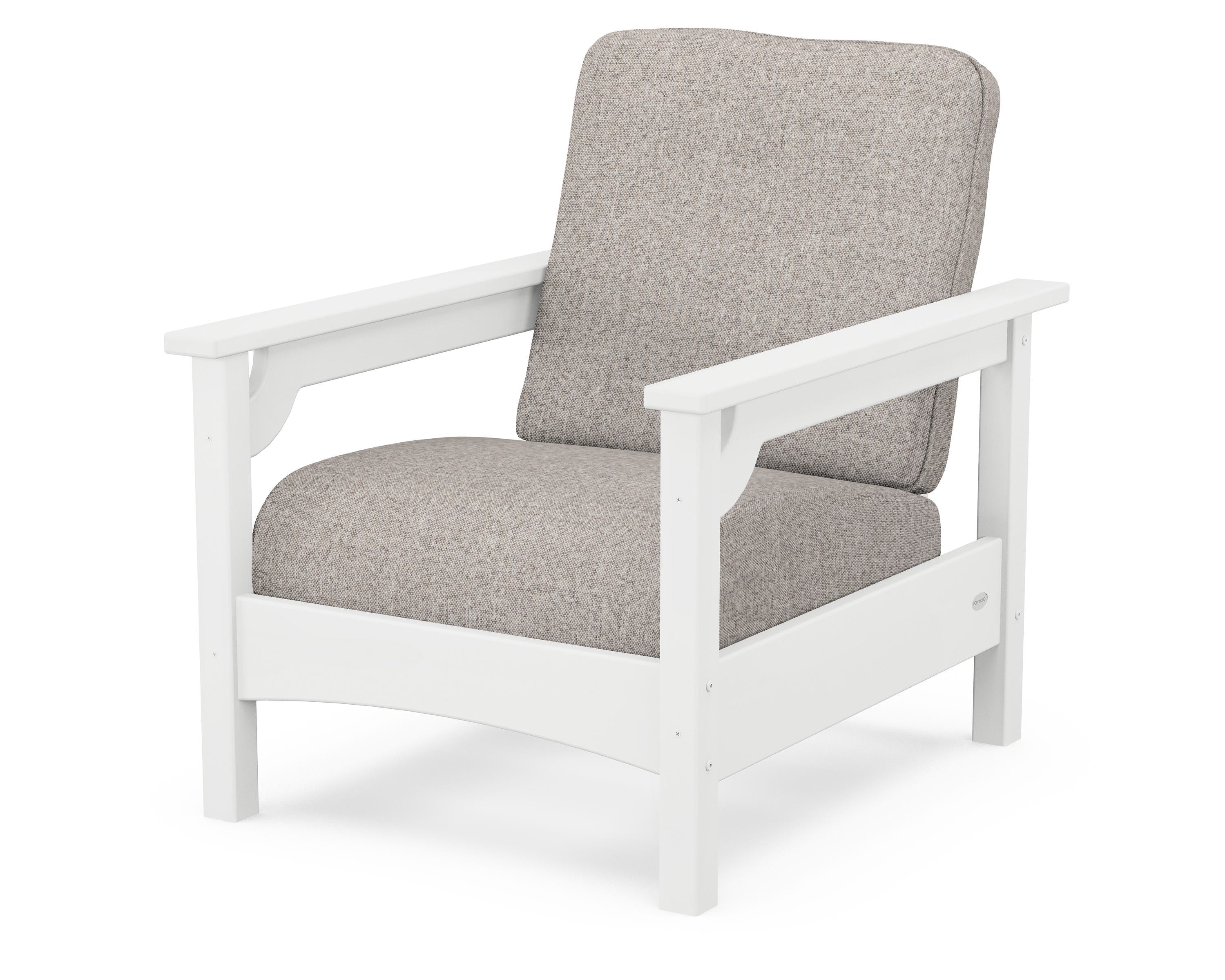 POLYWOOD® Club Chair in White / Weathered Tweed
