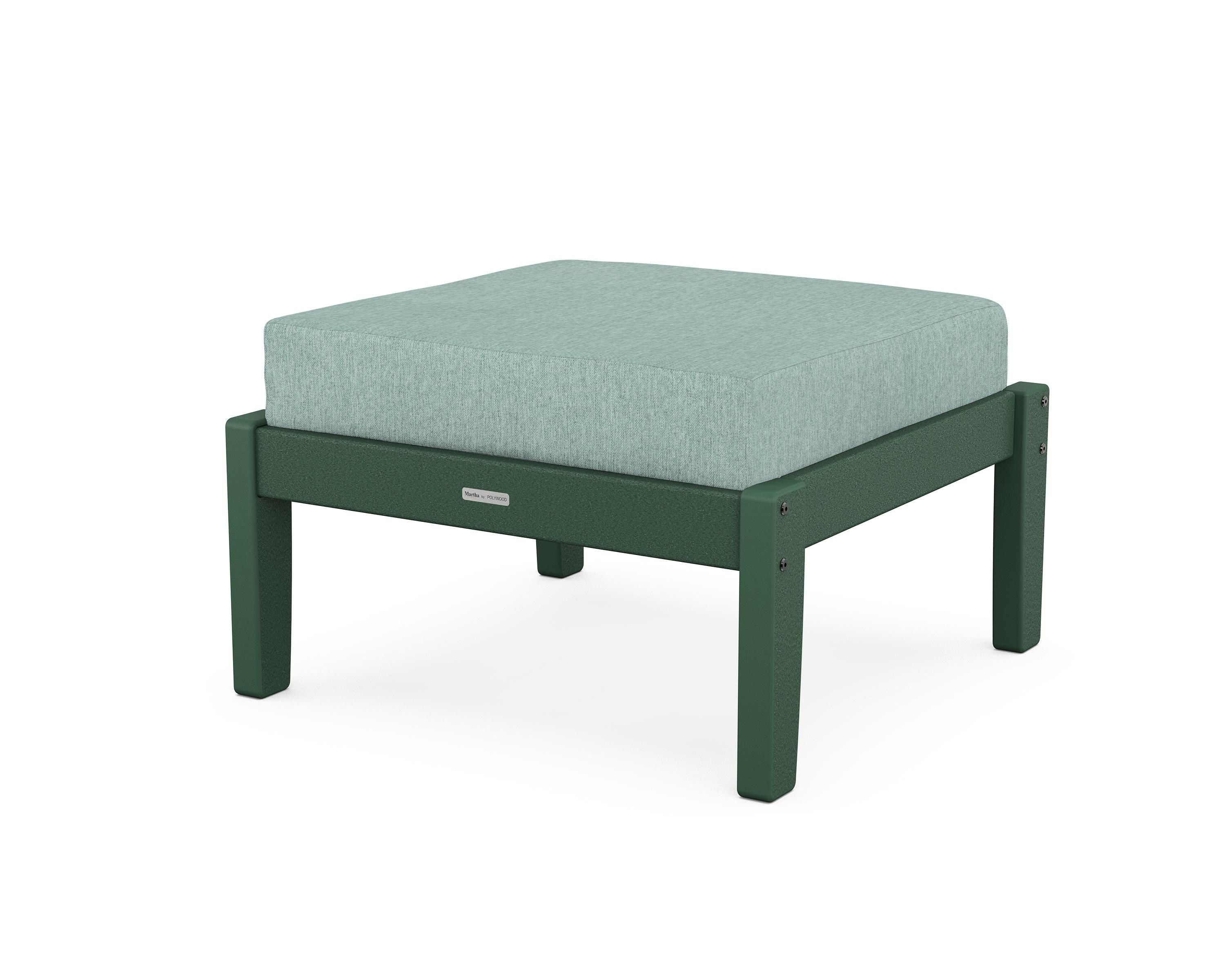 Martha Stewart by POLYWOOD® Chinoiserie Deep Seating Ottoman in Green / Glacier Spa
