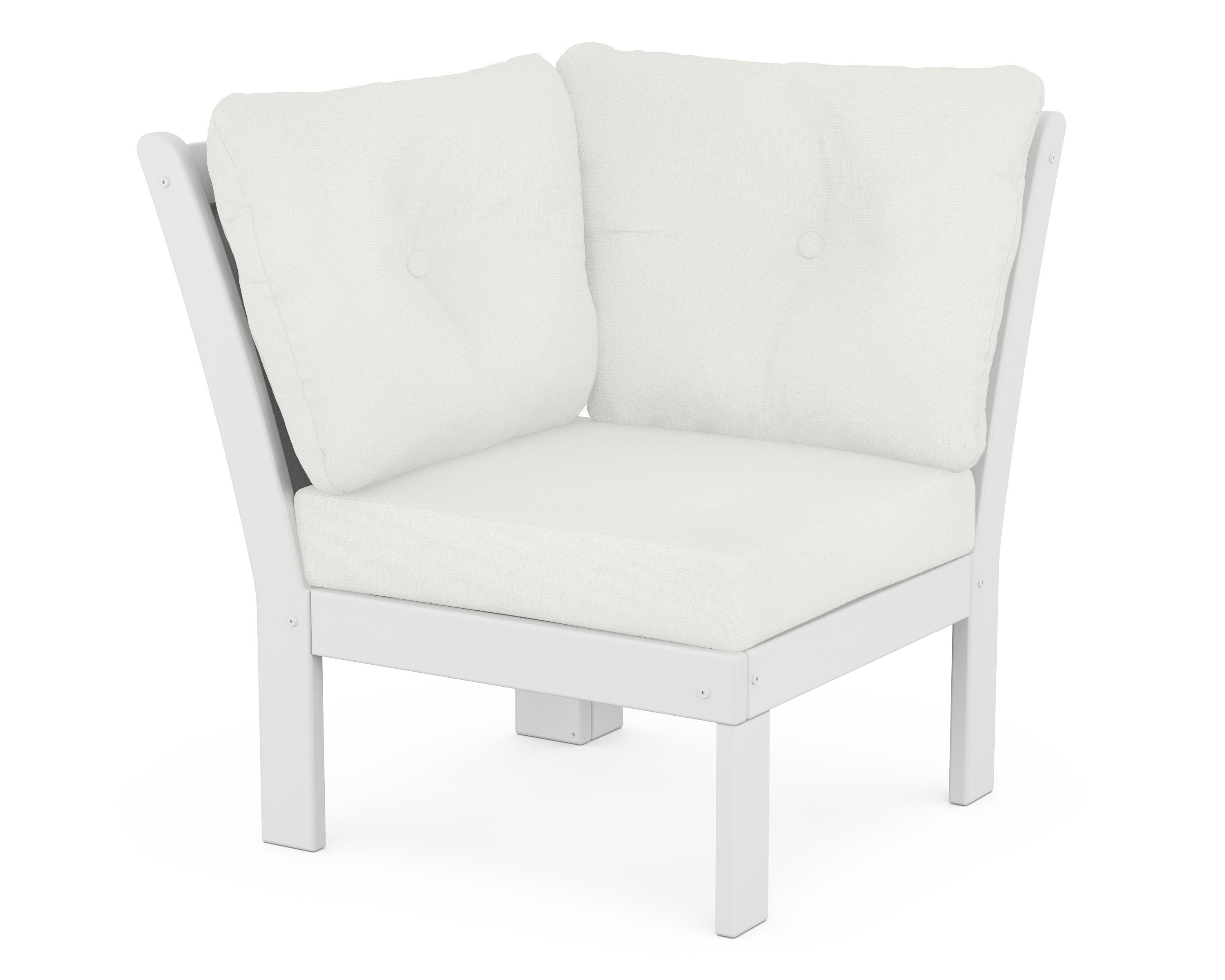 POLYWOOD® Vineyard Modular Corner Chair in White / Natural Linen
