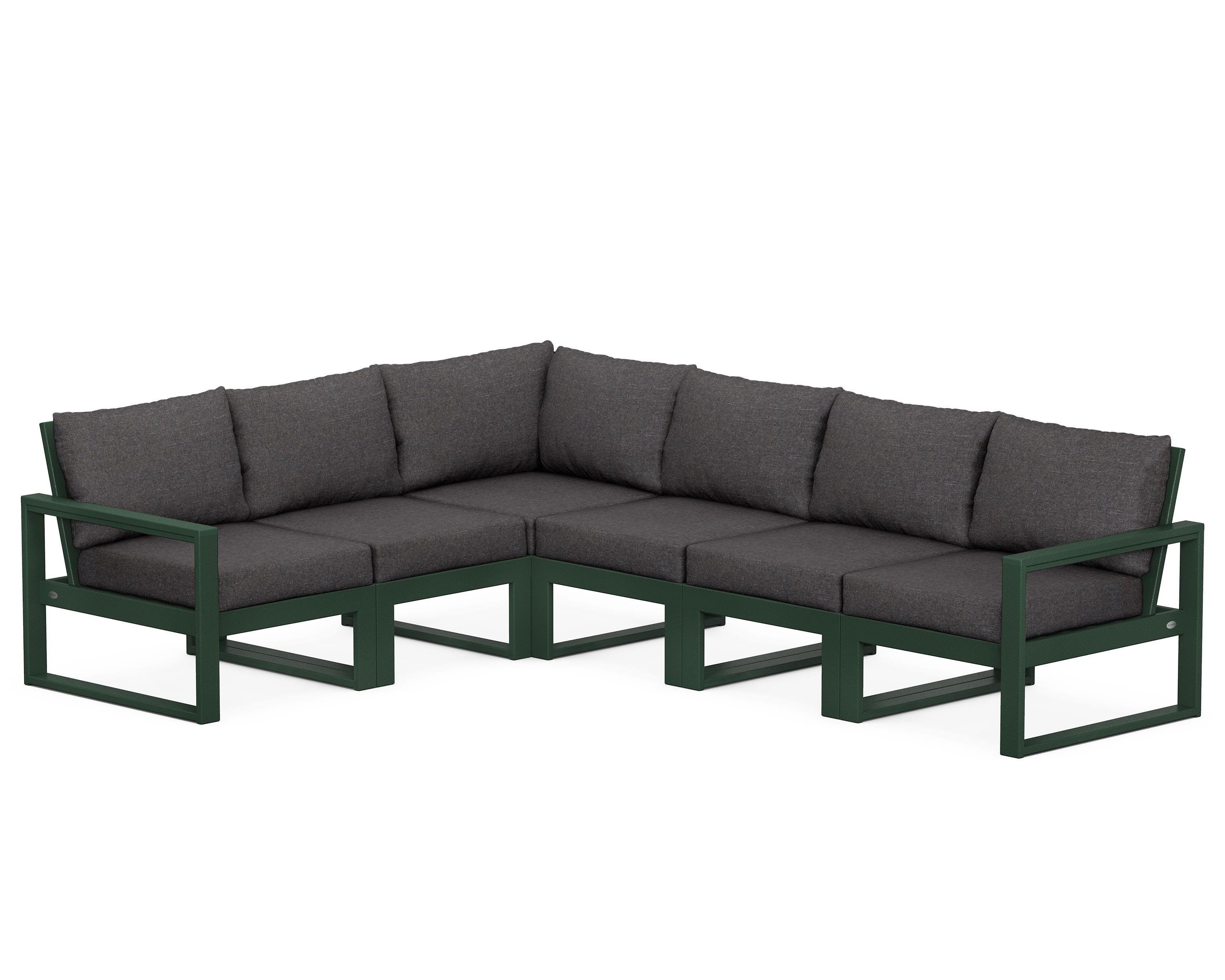 POLYWOOD® EDGE 6-Piece Modular Deep Seating Set in Green / Ash Charcoal