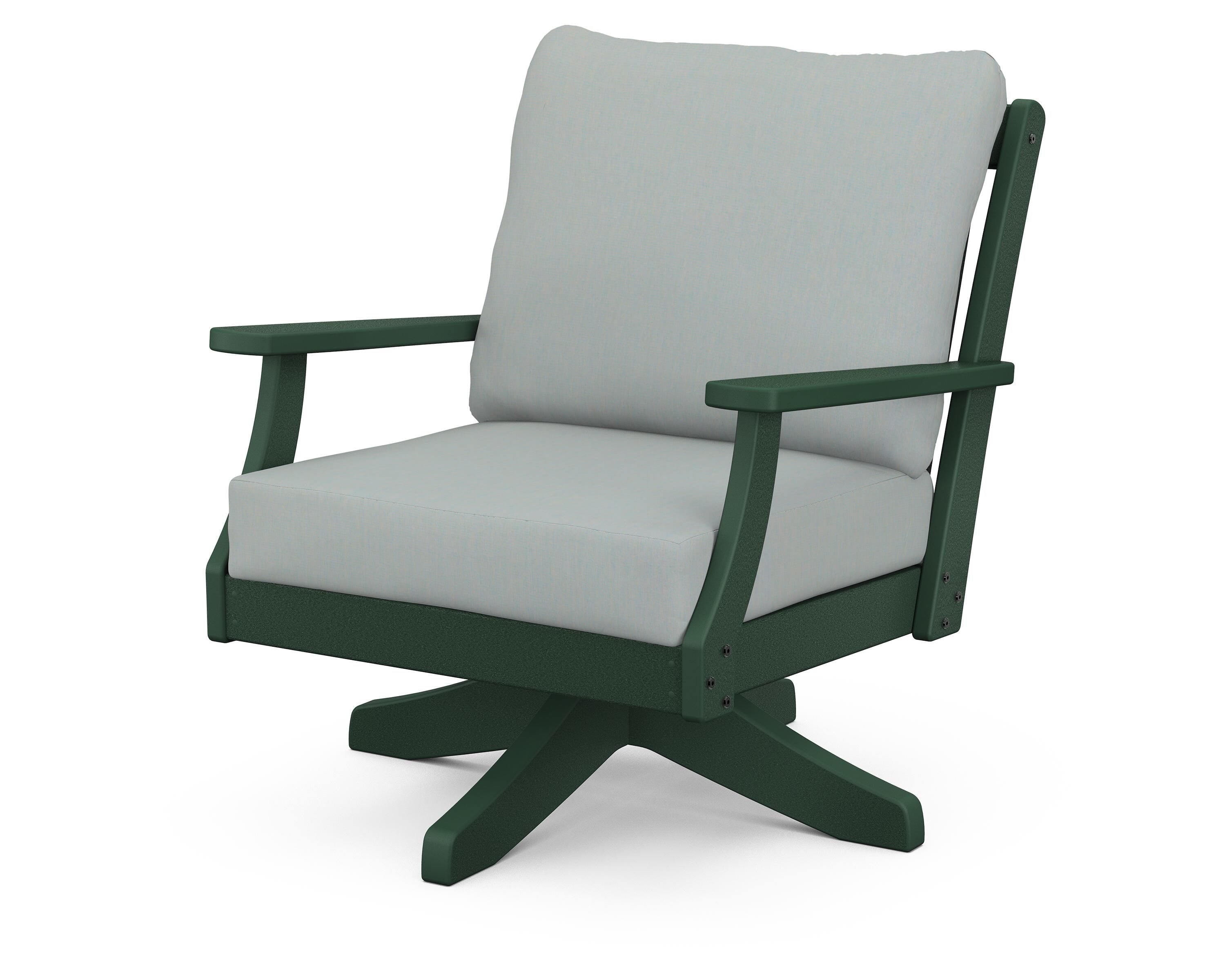 POLYWOOD® Braxton Deep Seating Swivel Chair in Green / Spa