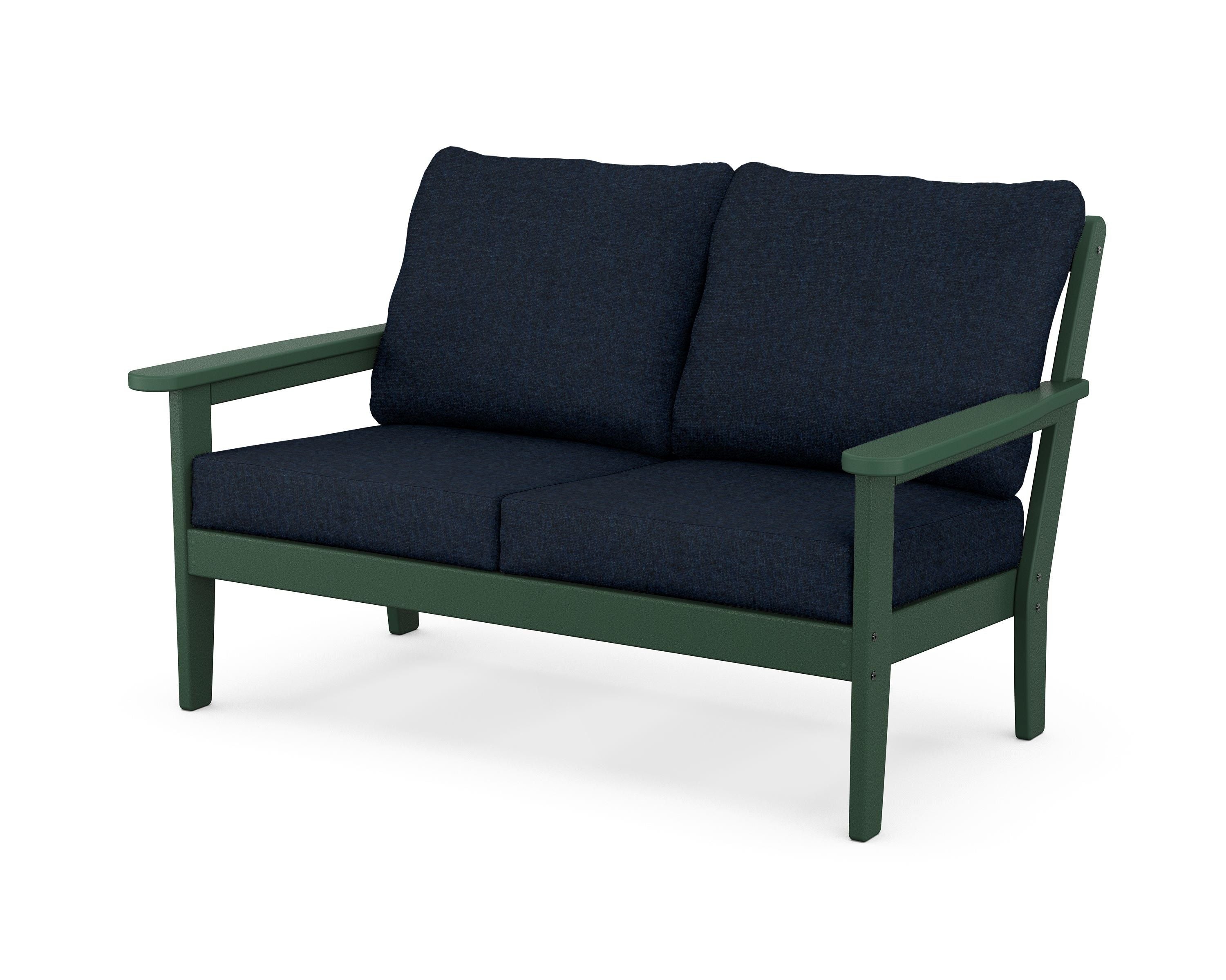 Country Living Cottage Deep Seating Loveseat in Green / Marine Indigo