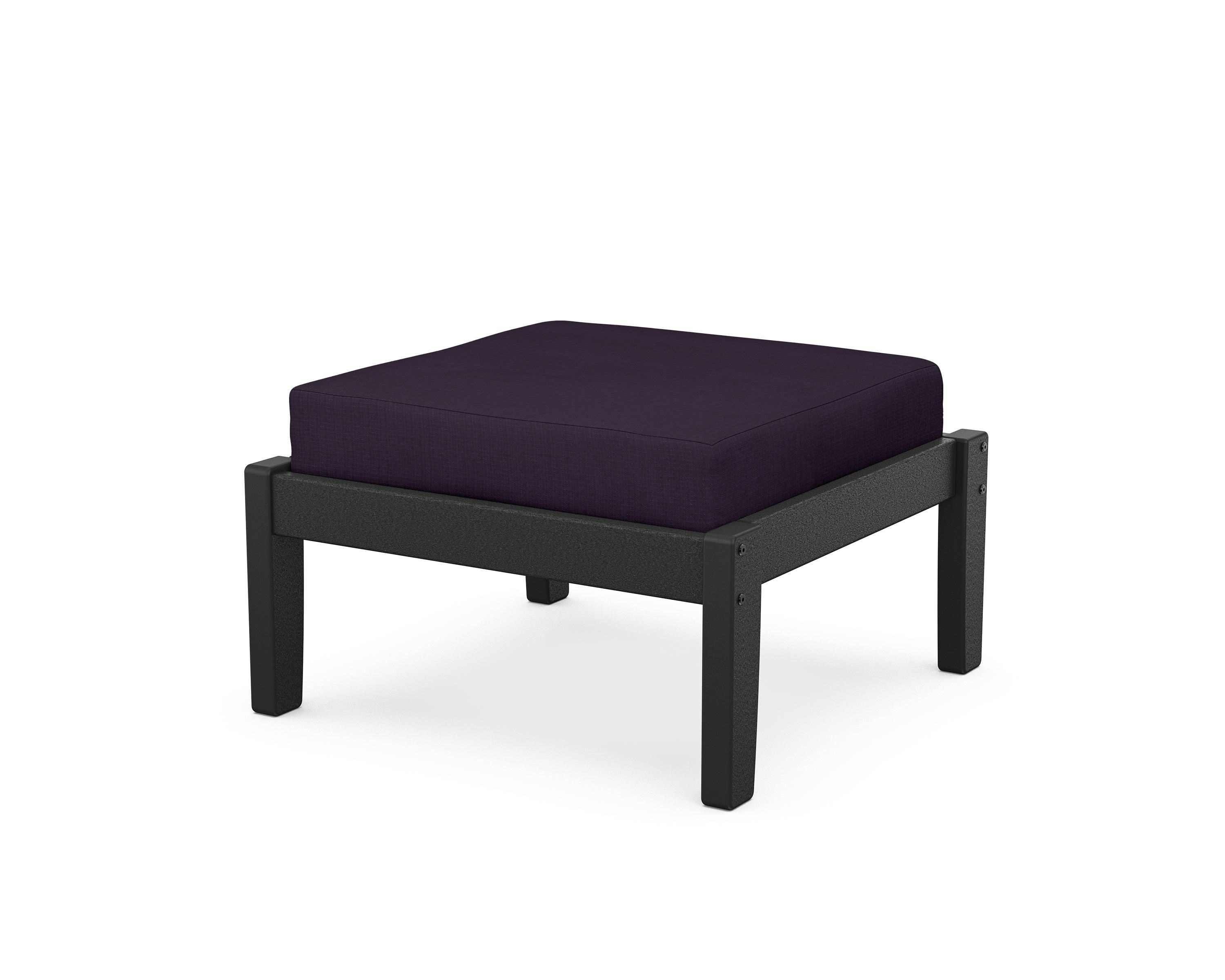 Unbranded Deep Seating Ottoman in Black / Navy Linen