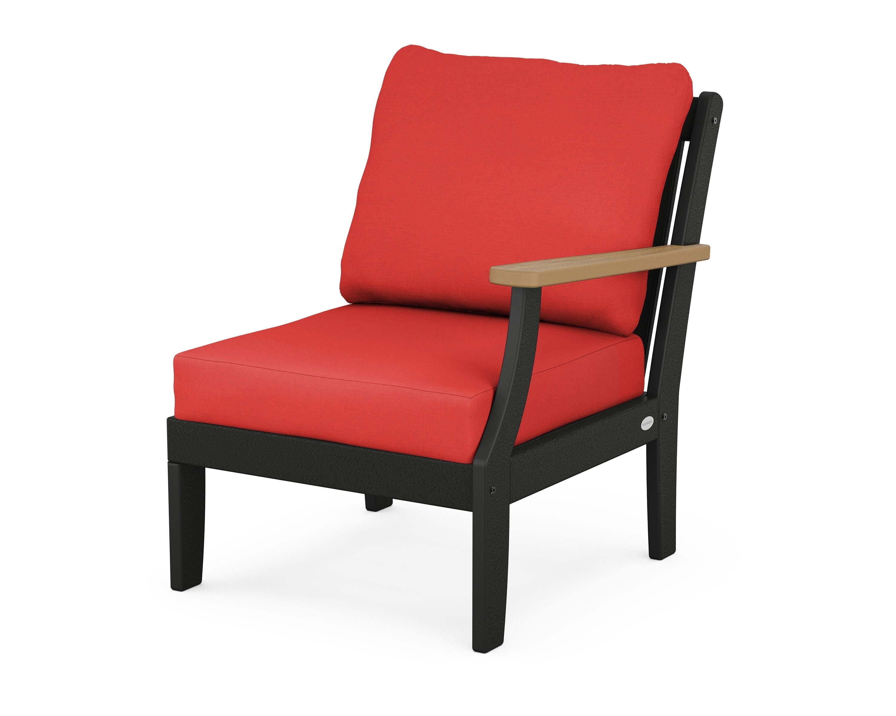POLYWOOD® Braxton Modular Right Arm Chair in Black / Natural / Crimson Linen