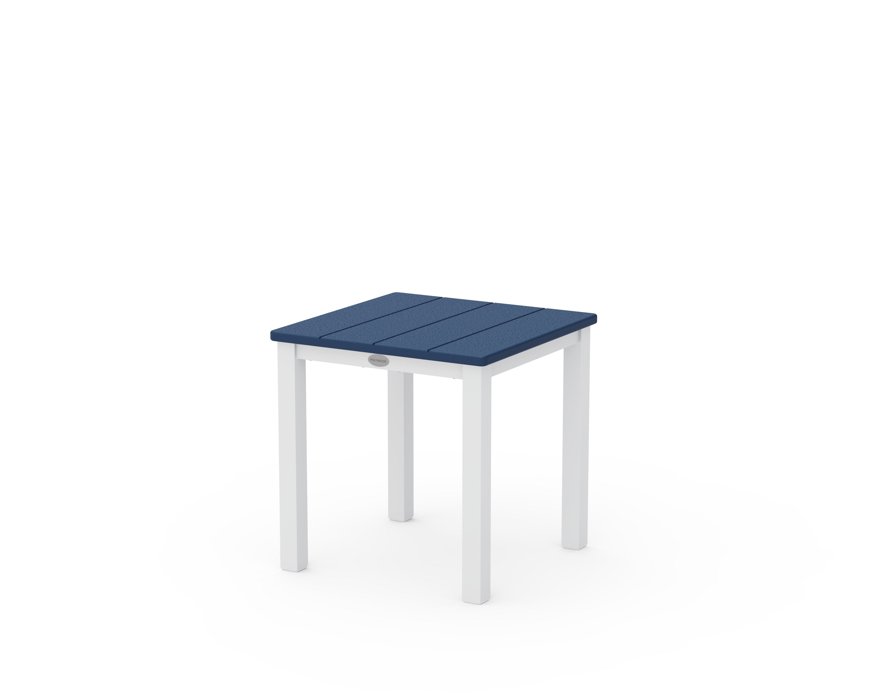 POLYWOOD® Main Street 18" Side Table in White / Navy