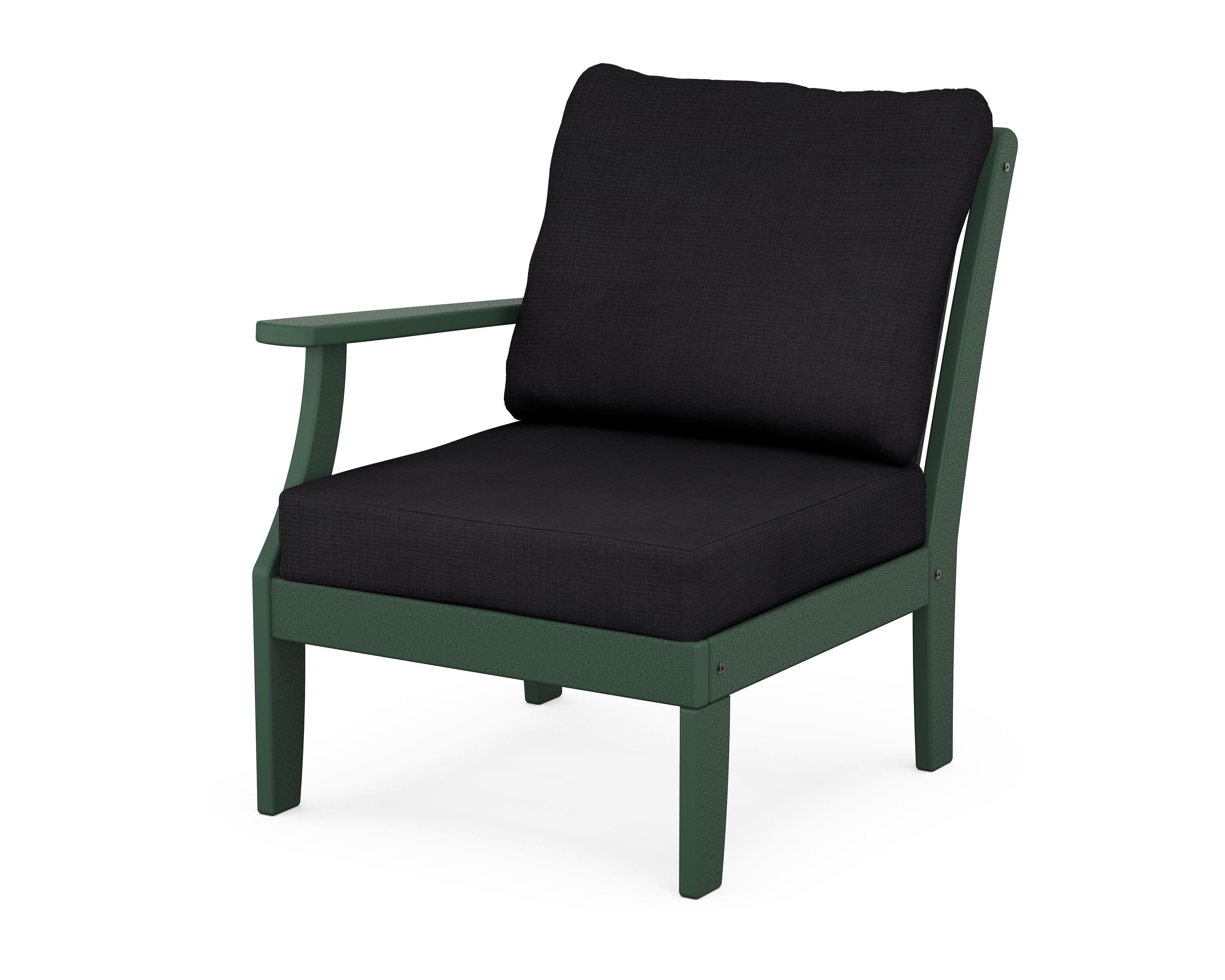 POLYWOOD® Braxton Modular Left Arm Chair in Green / Midnight Linen