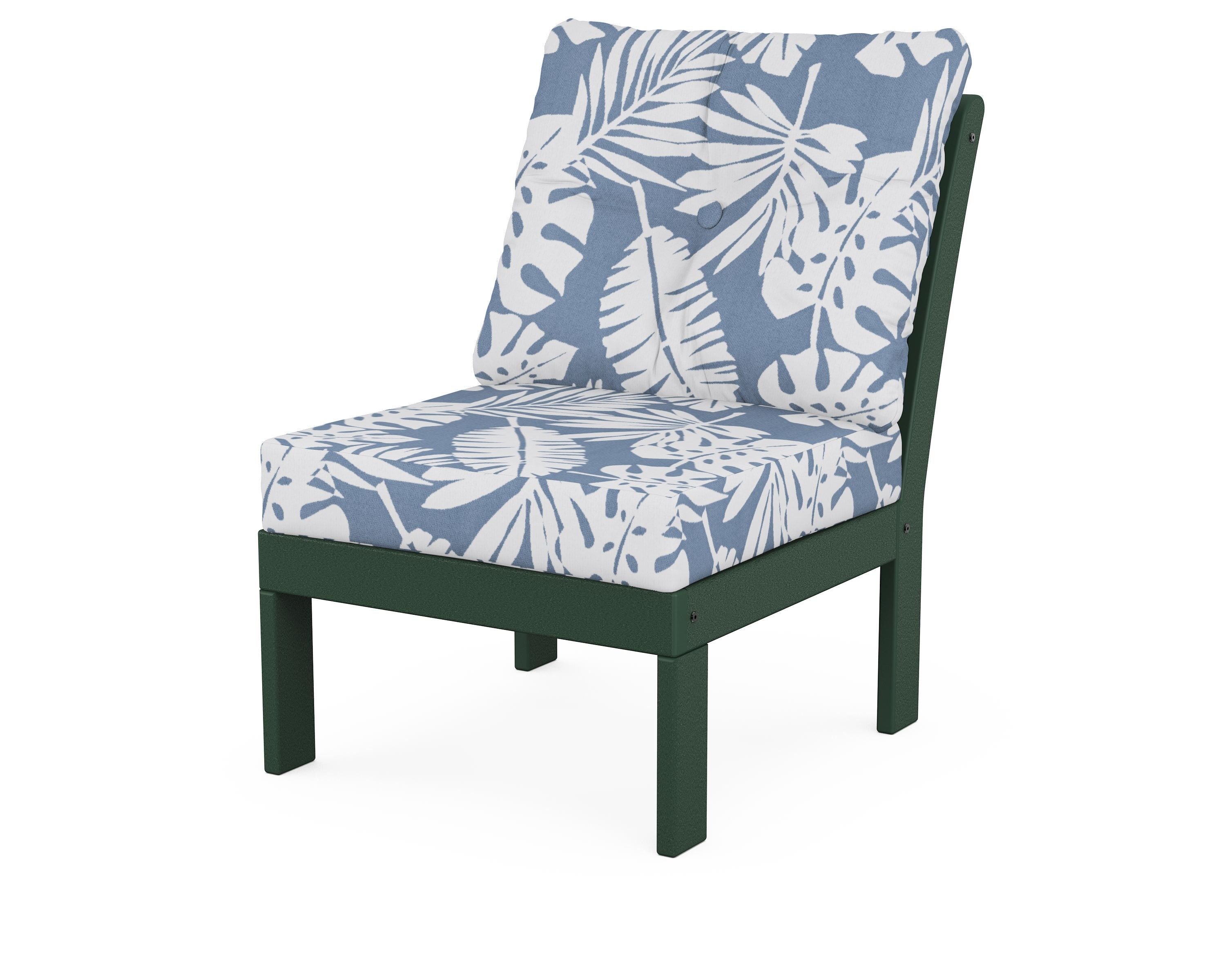 POLYWOOD® Vineyard Modular Armless Chair in Green / Leaf Sky Blue