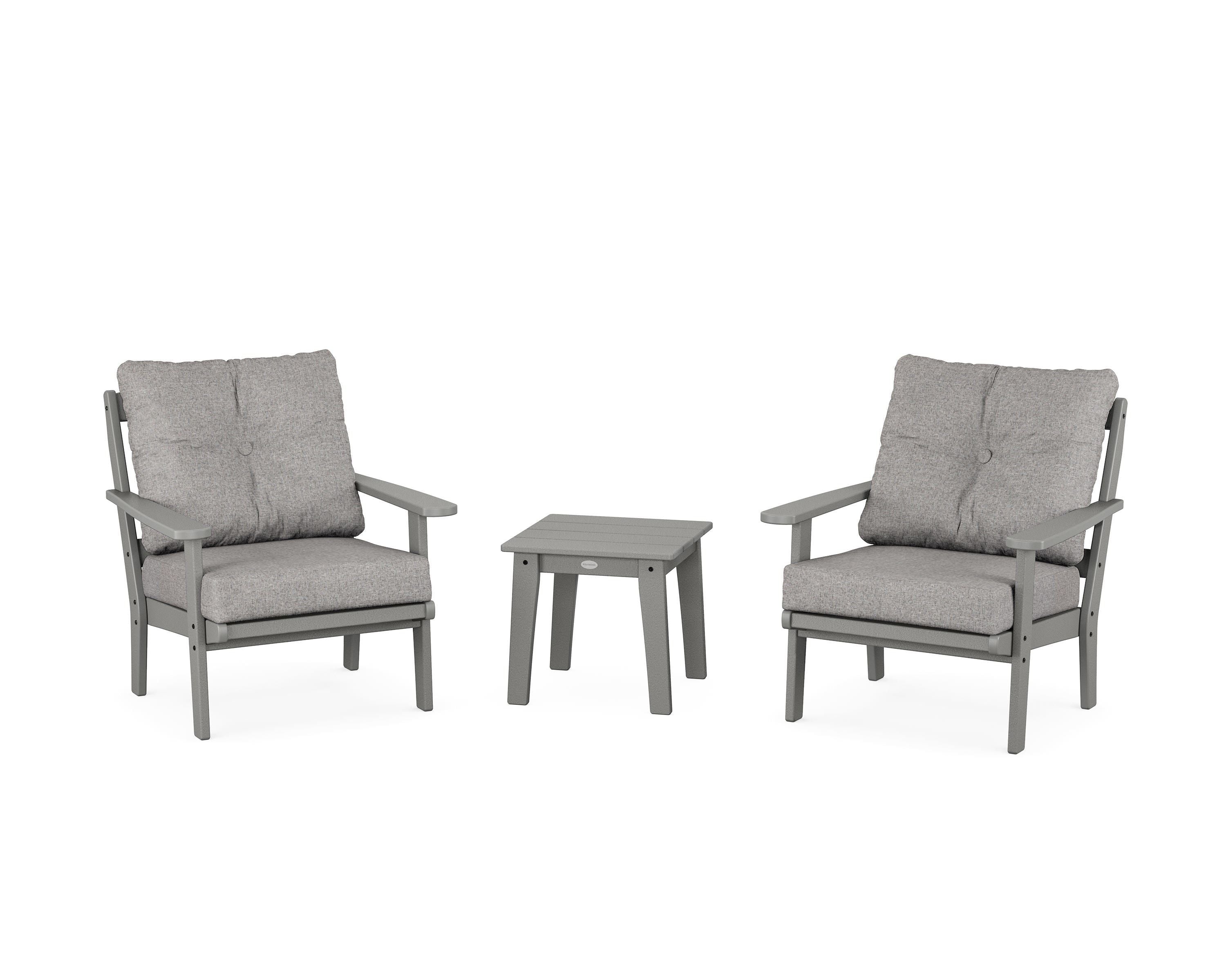POLYWOOD® Mission 3-Piece Deep Seating Set in Slate Grey / Grey Mist