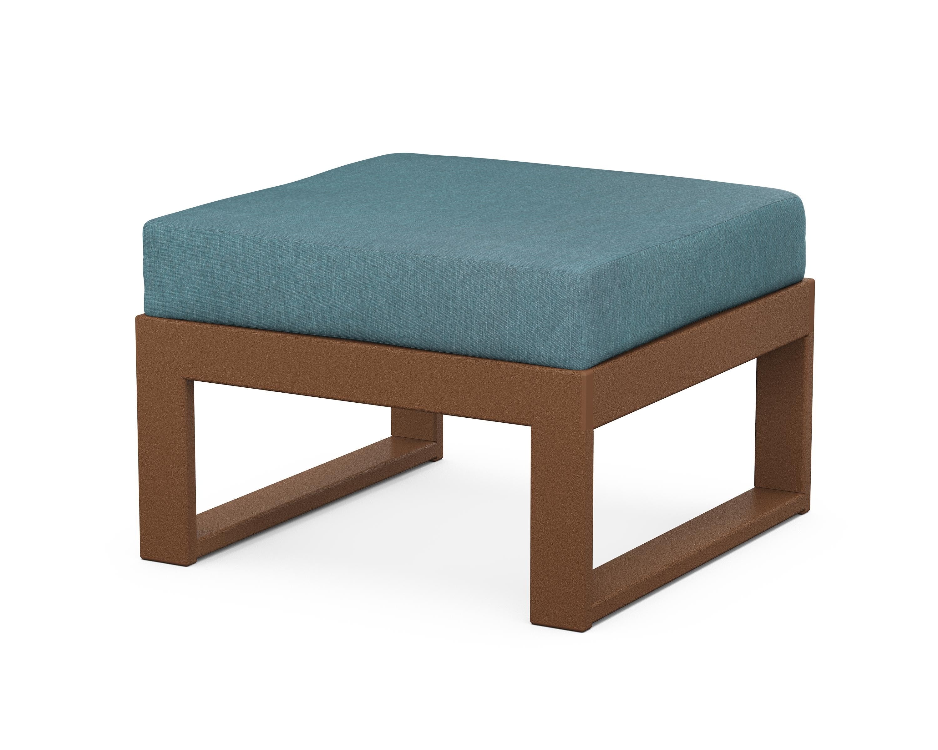 Unbranded Modular Ottoman - Modern in Teak / Ocean Teal