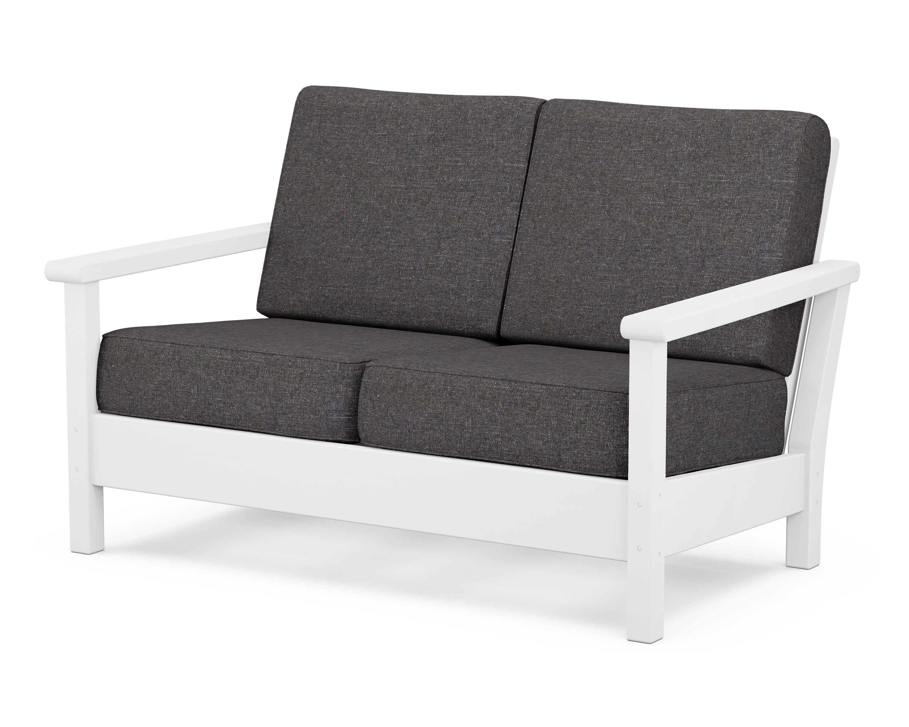 POLYWOOD® Harbour Deep Seating Loveseat in White / Ash Charcoal