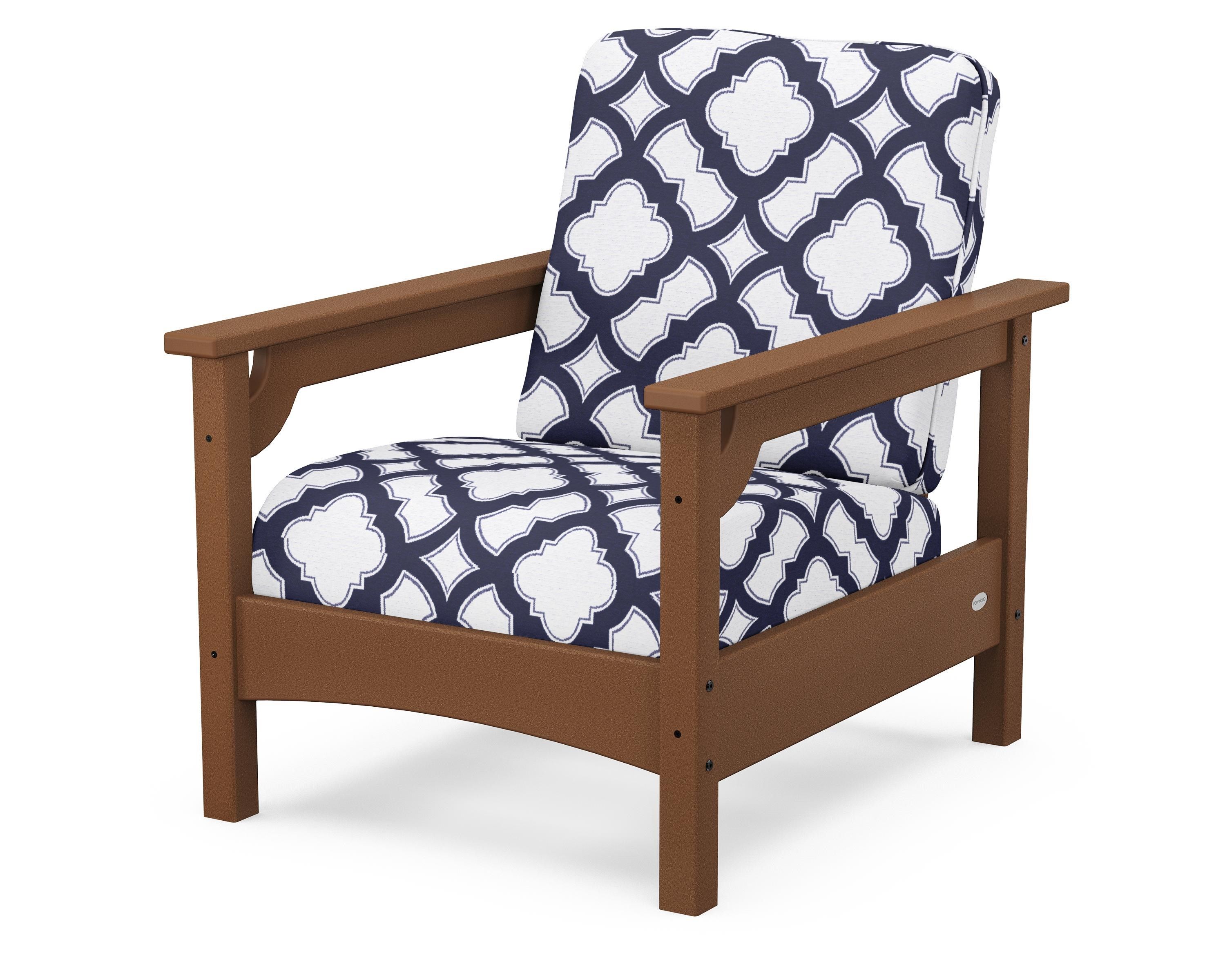 POLYWOOD® Club Chair in Teak / Trellis Navy