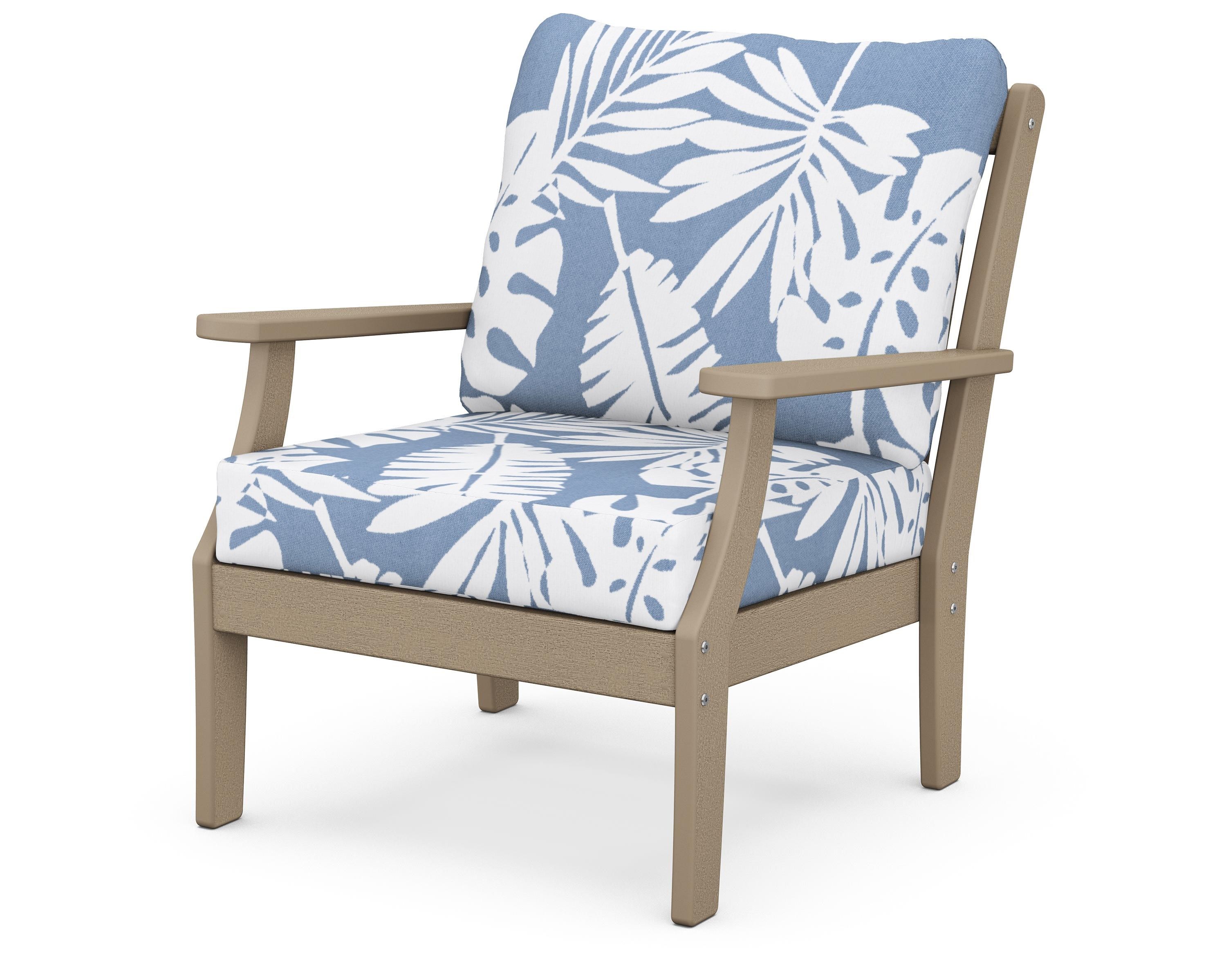 POLYWOOD® Braxton Deep Seating Chair in Vintage Sahara / Leaf Sky Blue