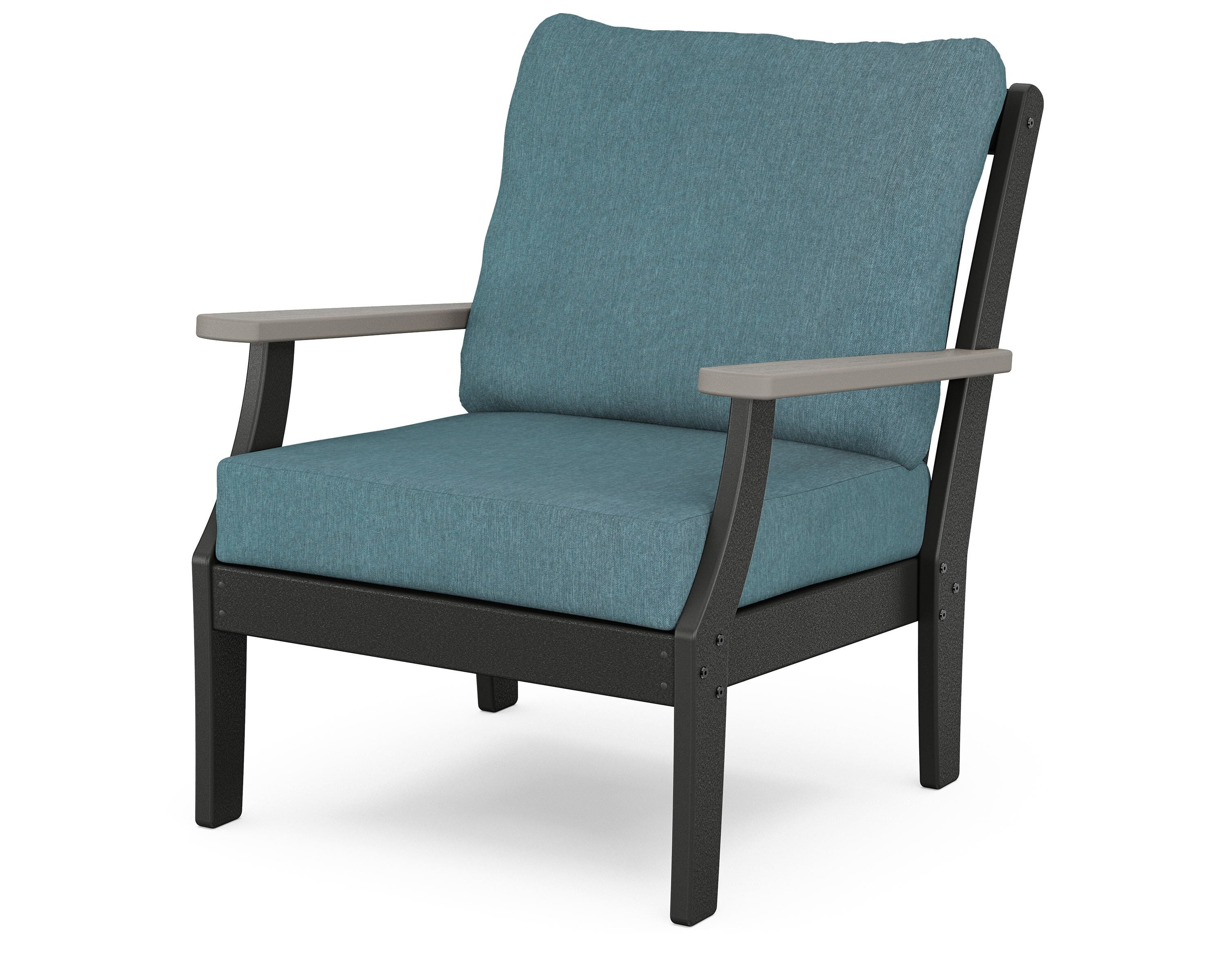 POLYWOOD® Braxton Deep Seating Chair in Black / Driftwood / Ocean Teal