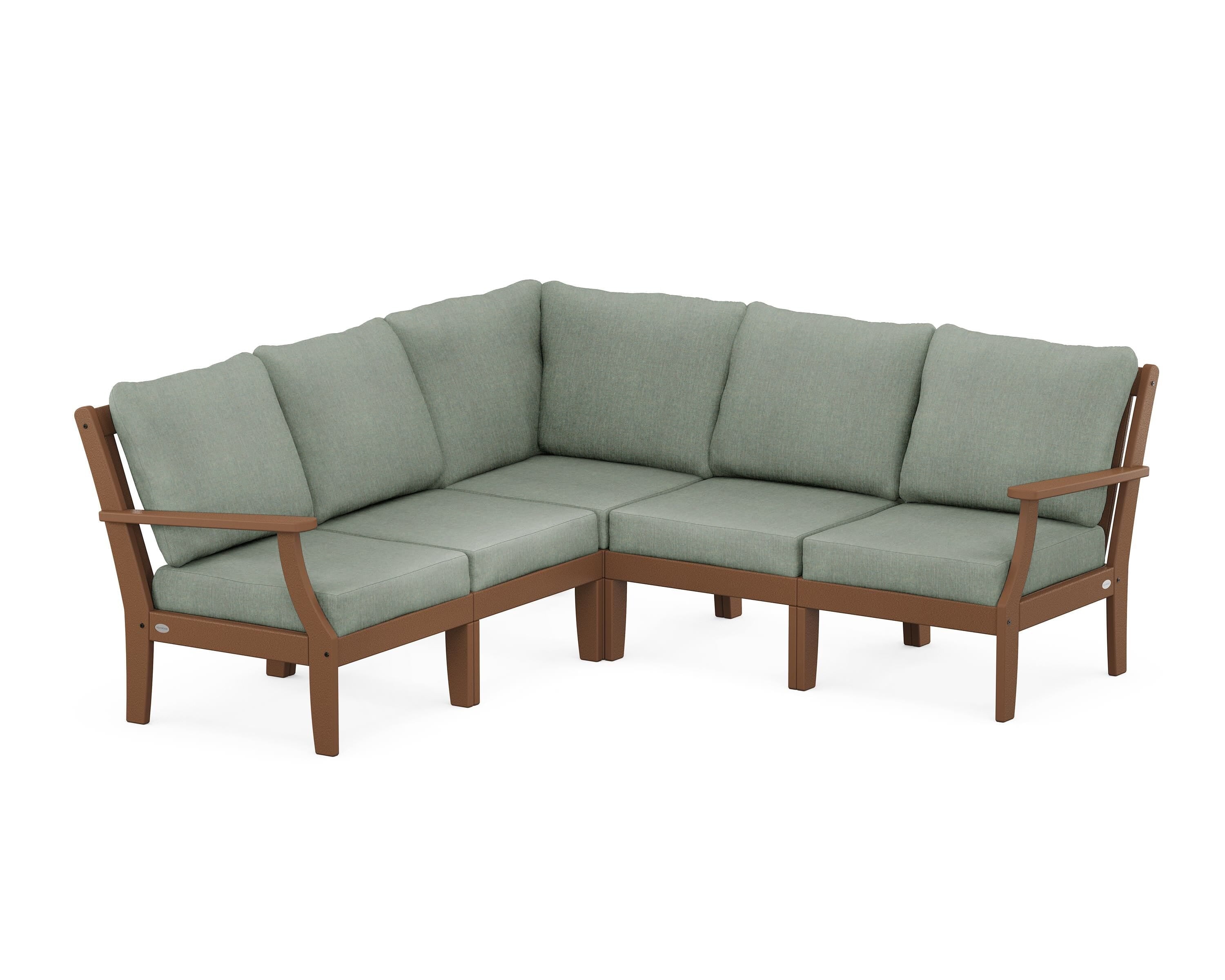 POLYWOOD® Braxton Modular 5-Piece Deep Seating Set in Teak / Cast Sage