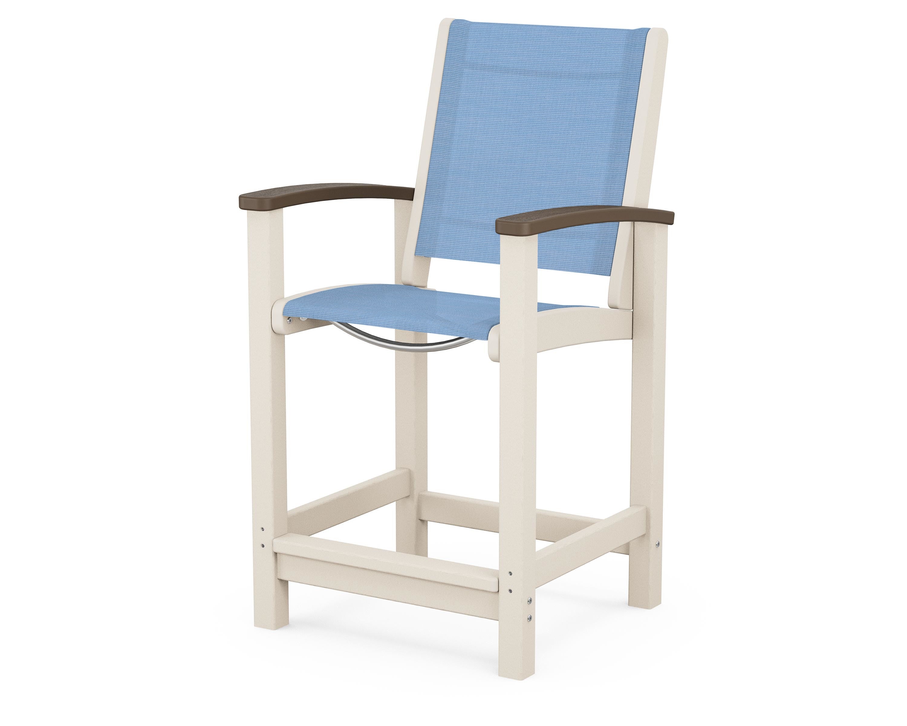 POLYWOOD® Coastal Counter Chair in Sand / Kona / Poolside Sling
