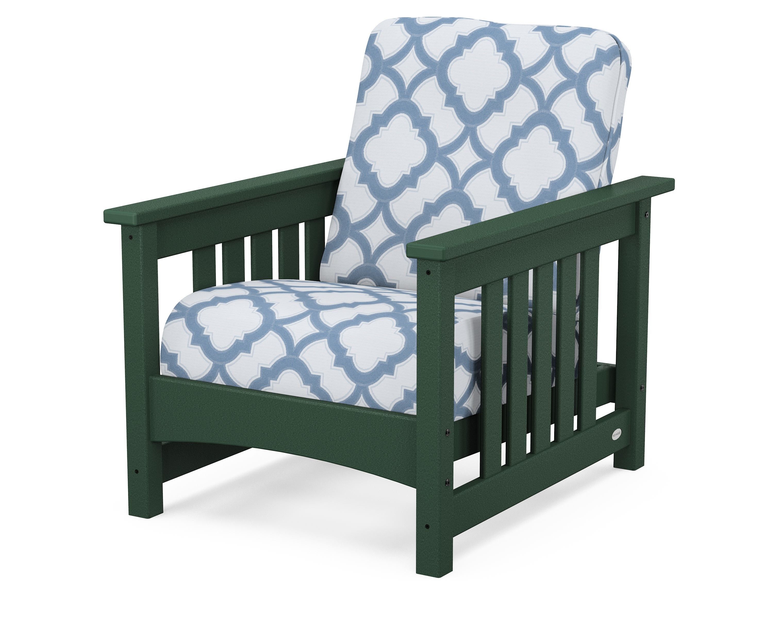 POLYWOOD® Club Mission Chair in Green / Trellis Sky Blue