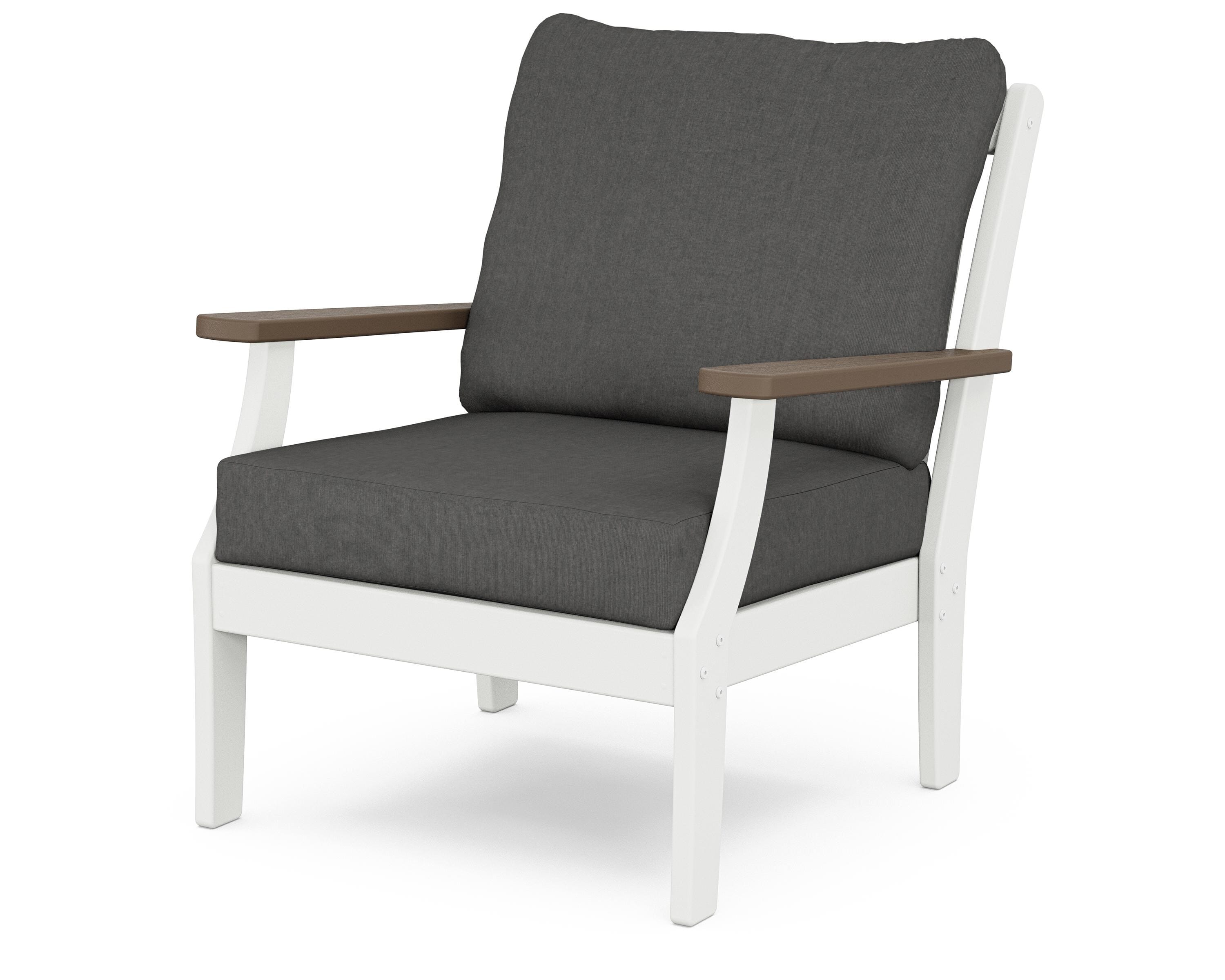POLYWOOD® Braxton Deep Seating Chair in White / Kona / Spectrum Carbon