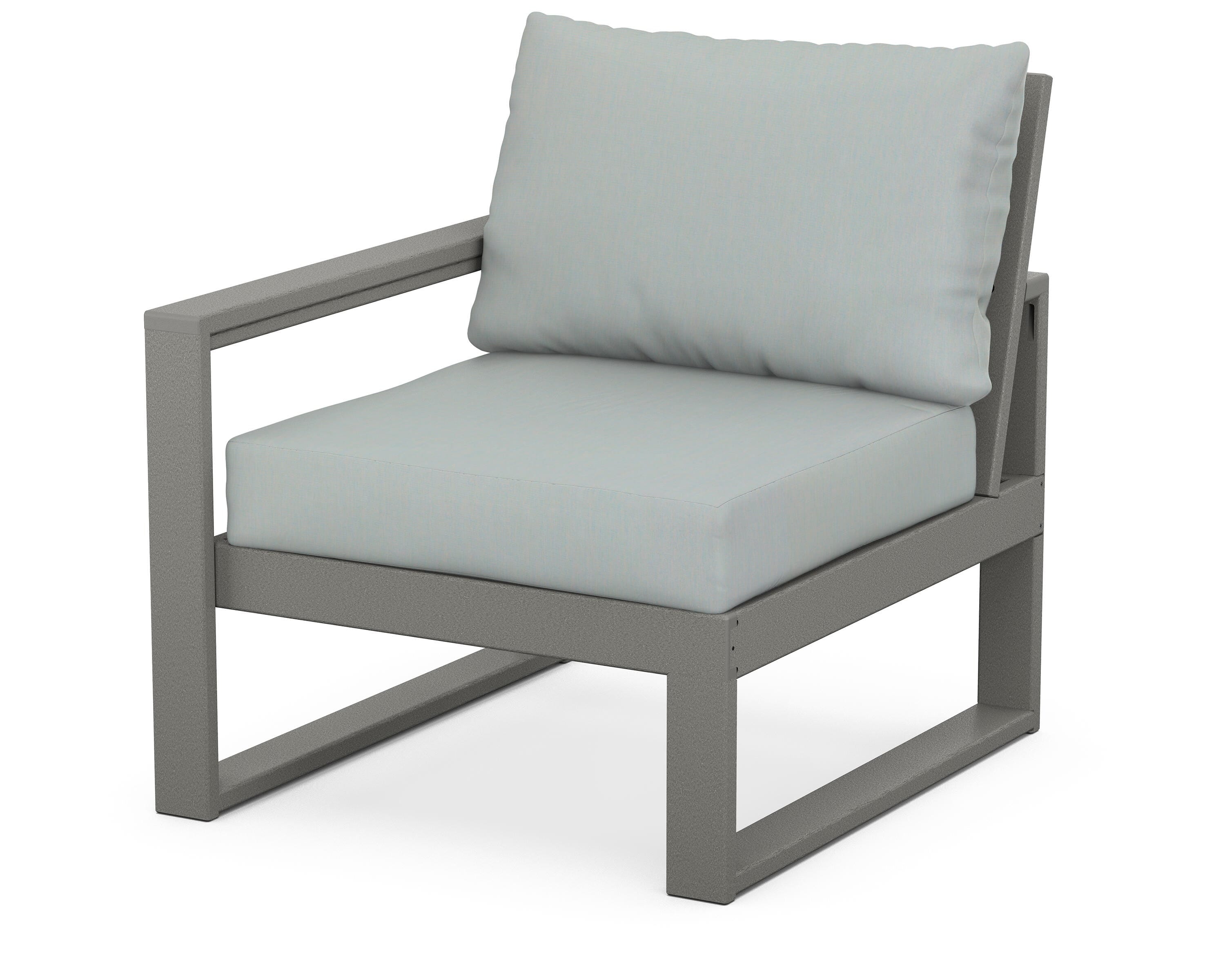 POLYWOOD® EDGE Modular Left Arm Chair in Slate Grey / Spa