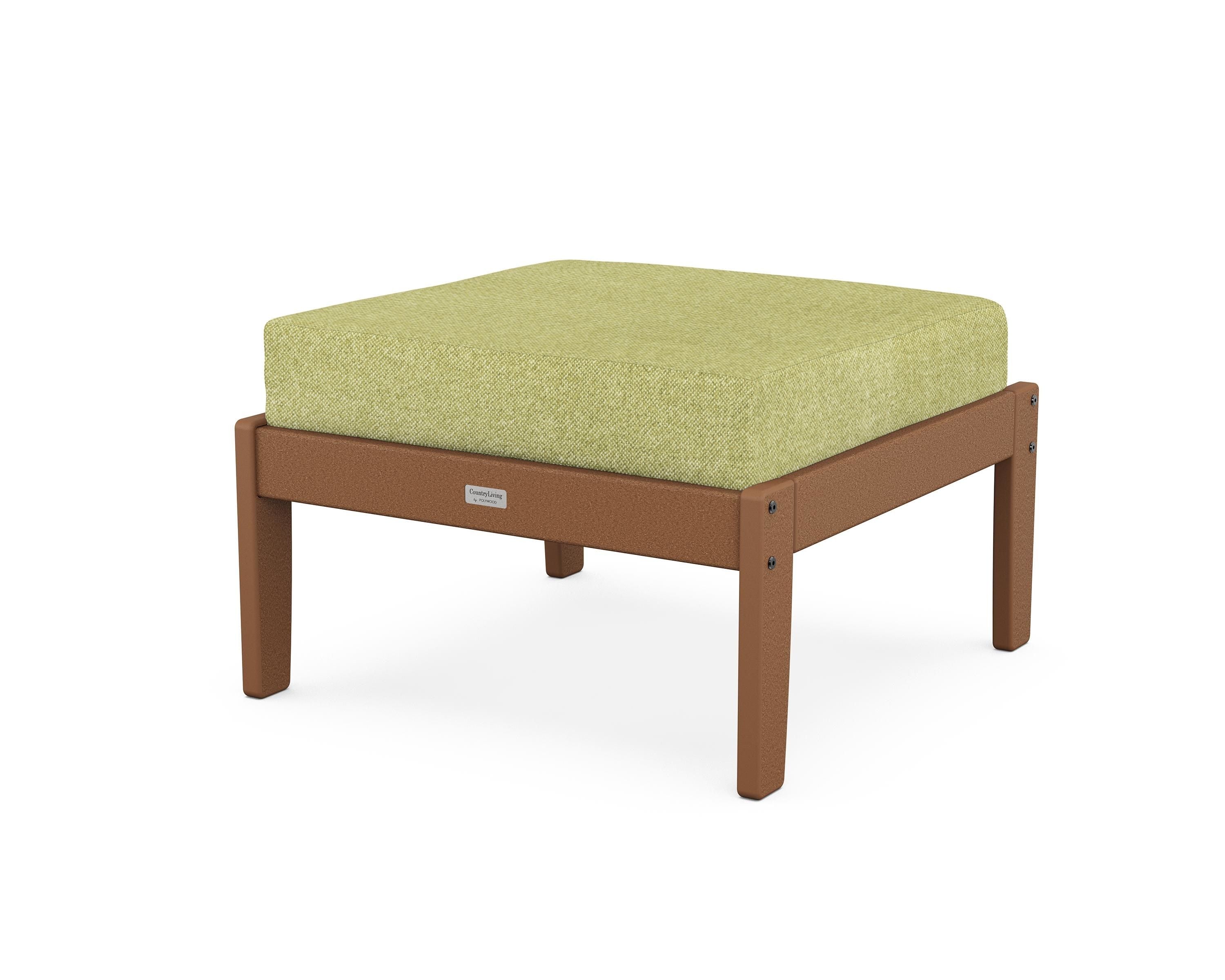 Country Living Cottage Deep Seating Ottoman in Teak / Chartreuse Boucle