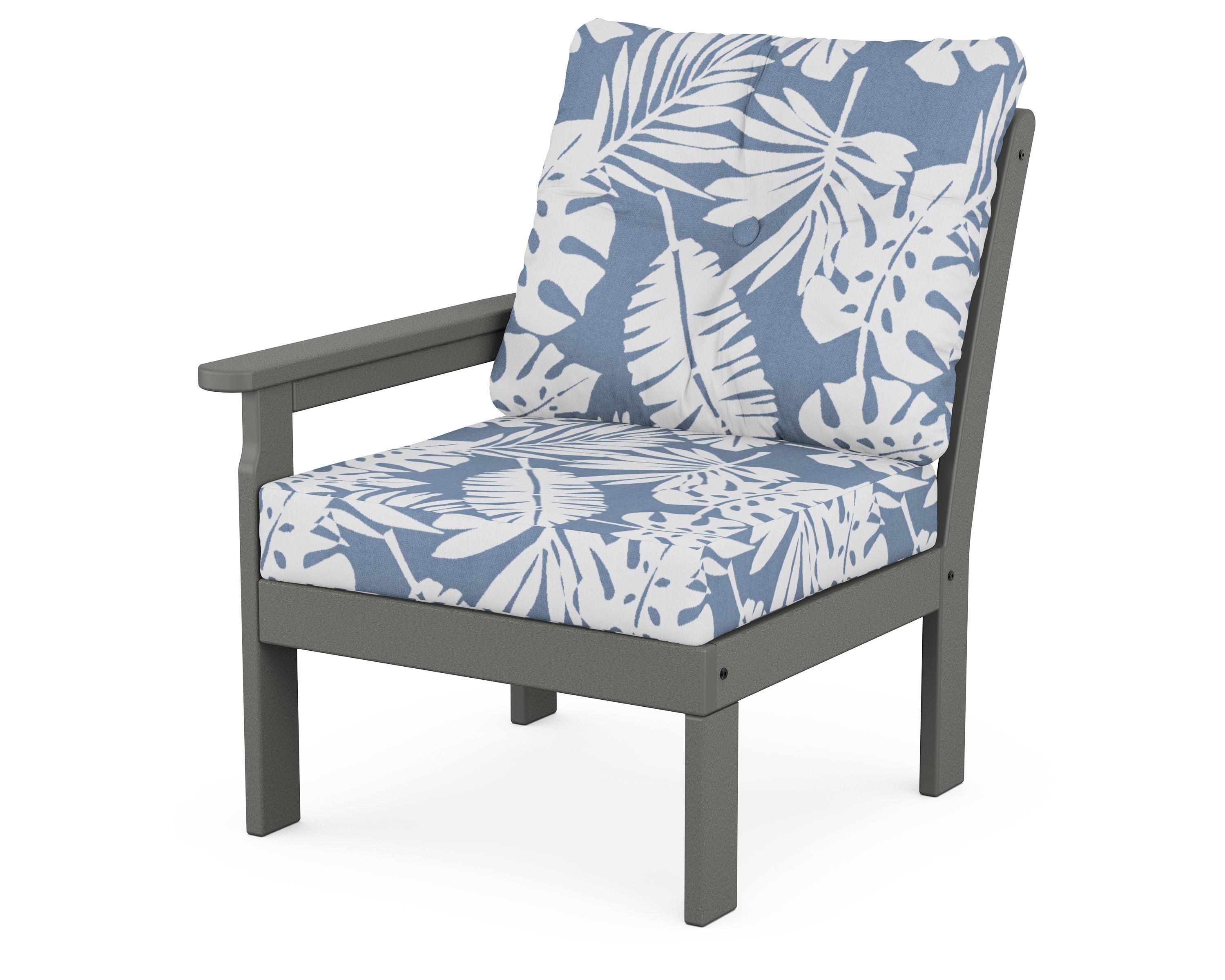 POLYWOOD® Vineyard Modular Left Arm Chair in Slate Grey / Leaf Sky Blue