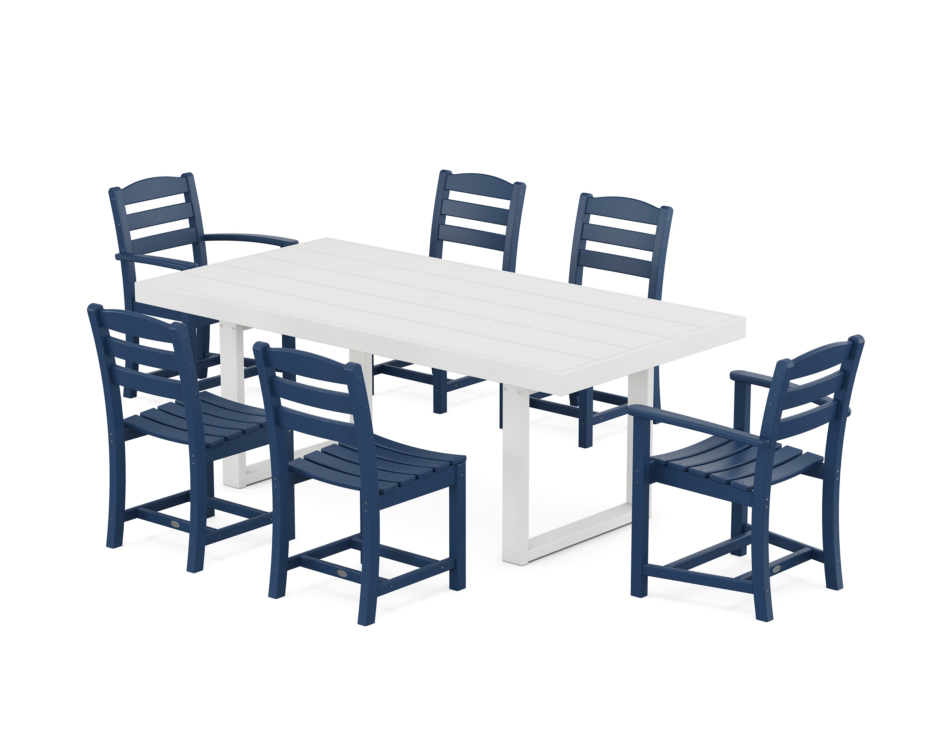 POLYWOOD® La Casa Café 7-Piece Dining Set in Navy / White