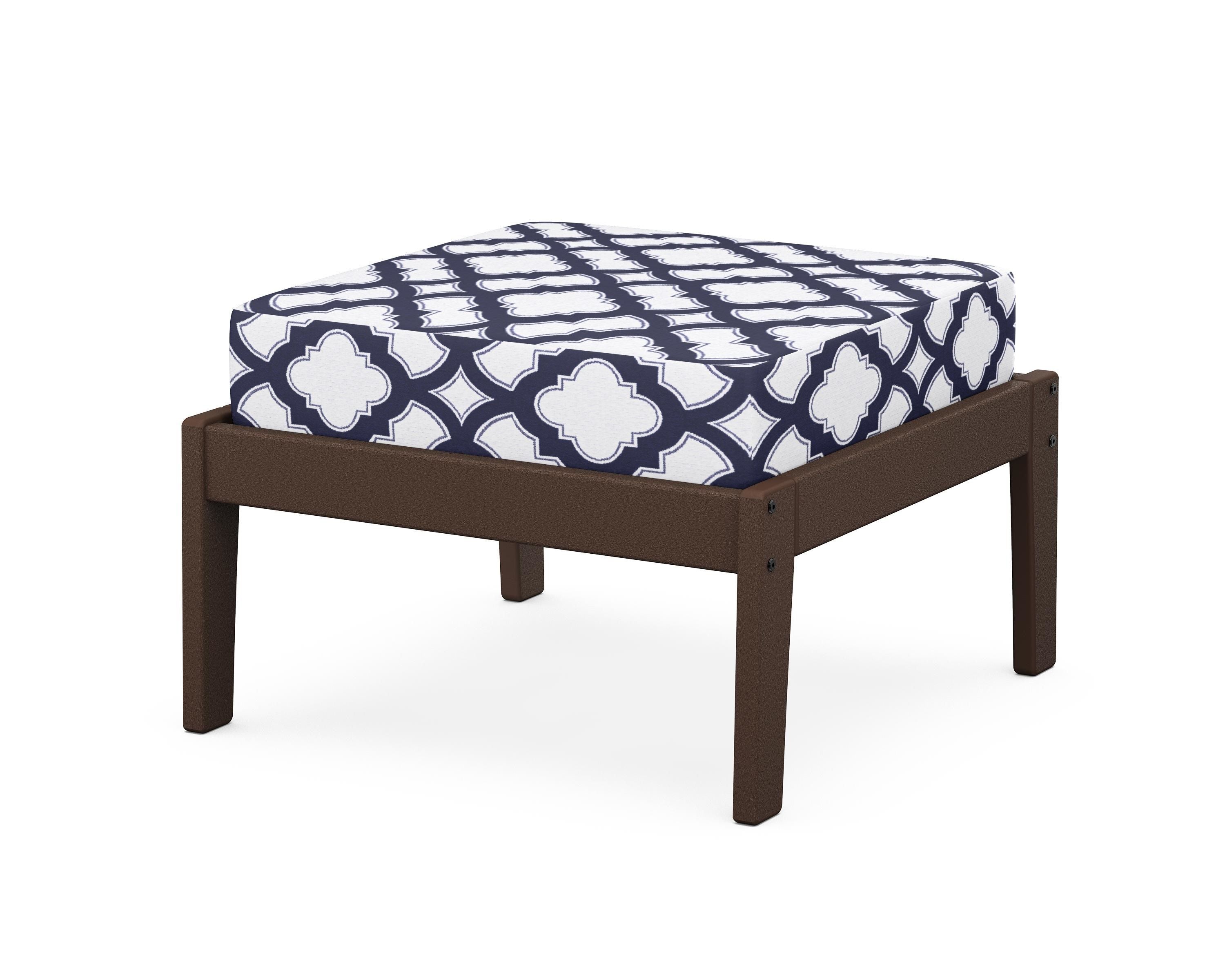 Unbranded Deep Seating Ottoman in Mahogany / Trellis Navy