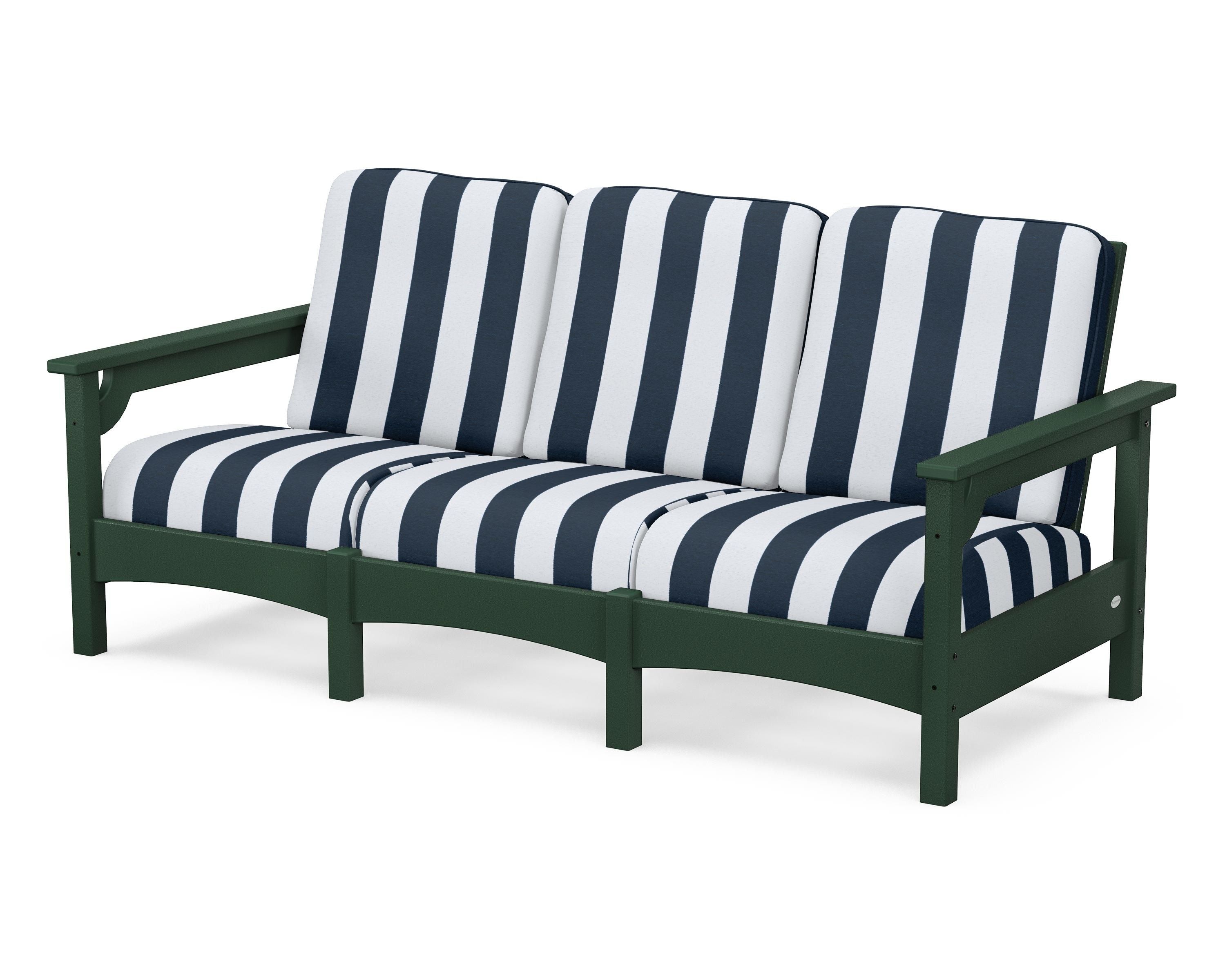 POLYWOOD® Club Sofa in Green / Cabana Stripe Marine Indigo