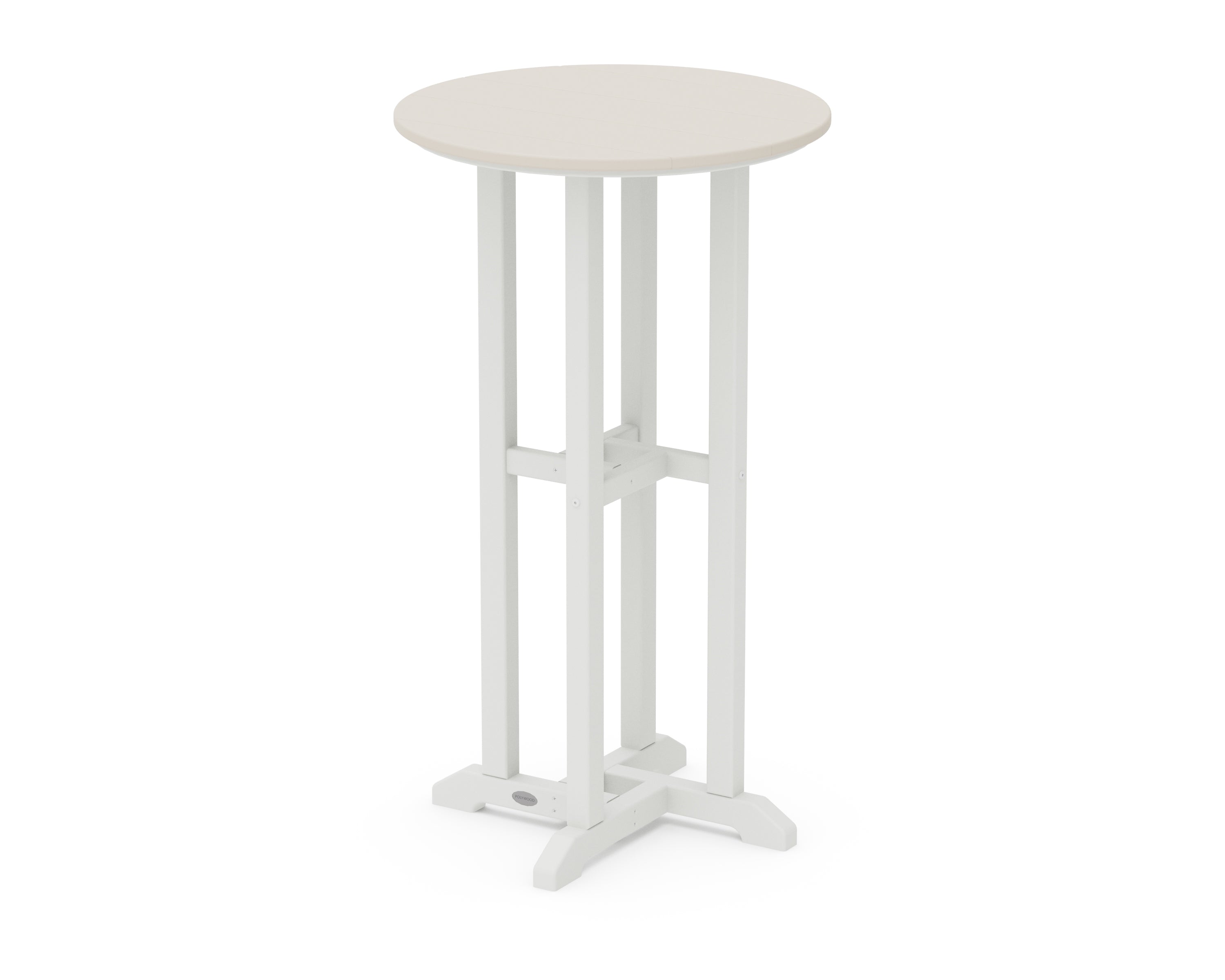 POLYWOOD® Contempo 24" Round Bar Table in White / Sand