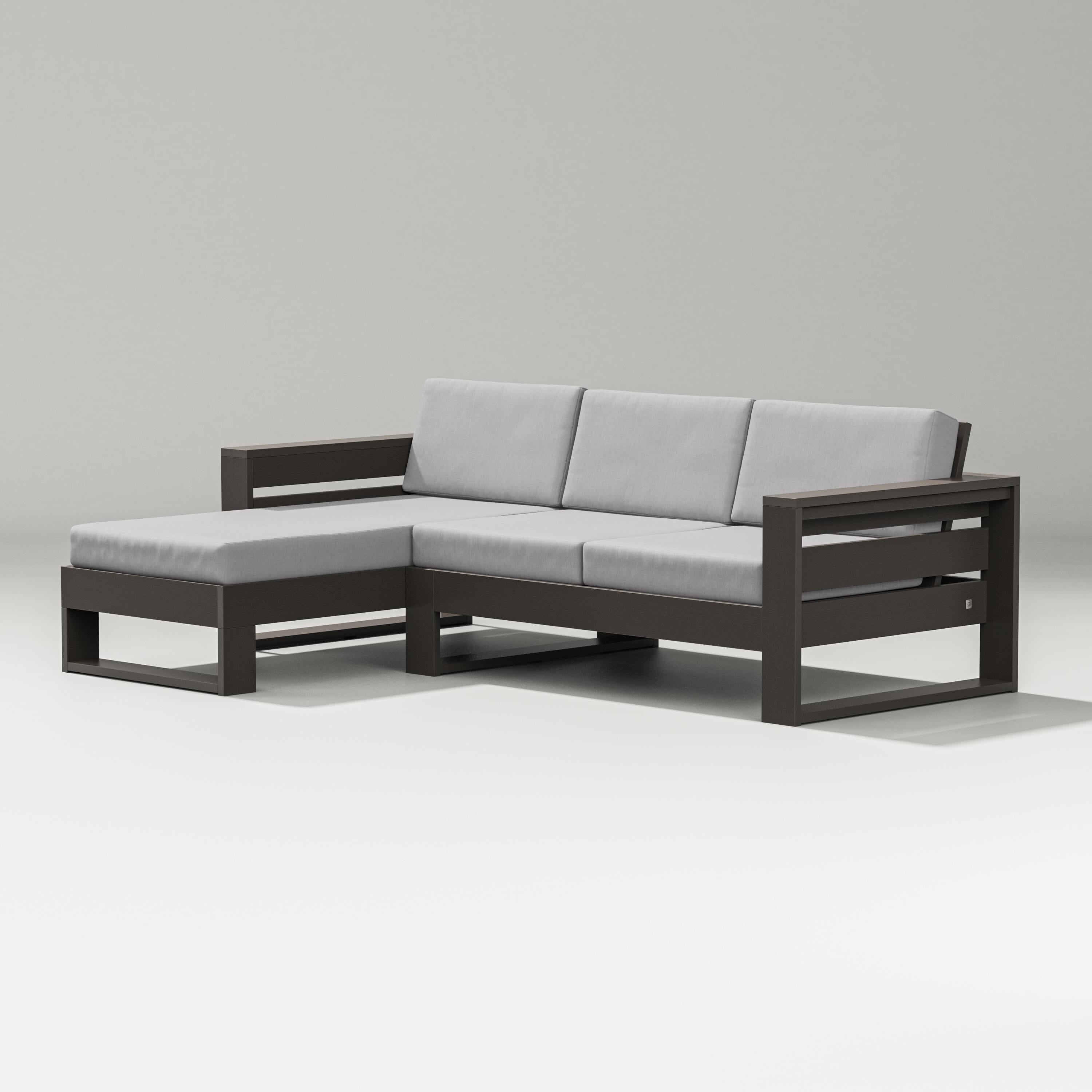 PW Designer Series Latitude Left Chaise Sectional in Vintage Coffee / Granite